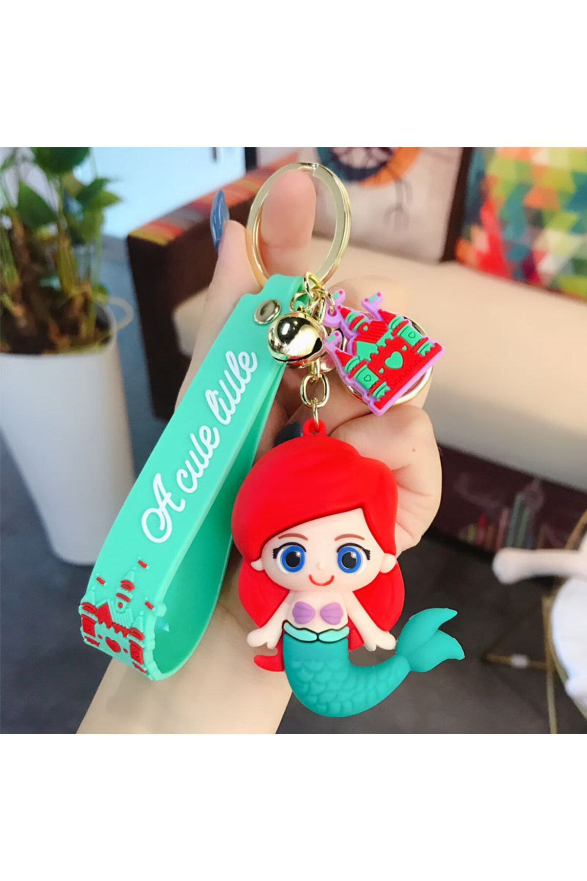 Hot Toys-Wj143b2 Anime Disney Keychain Cartoon Girl Mermaid Princess Keychain Cute Snow White Alice Keyring B 1