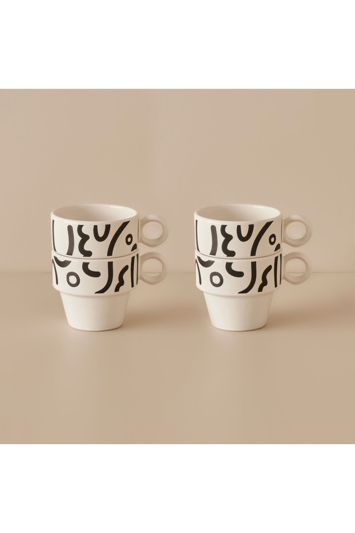 Bella Maison Abstract Espresso 4'lü Set Siyah (105 cc)