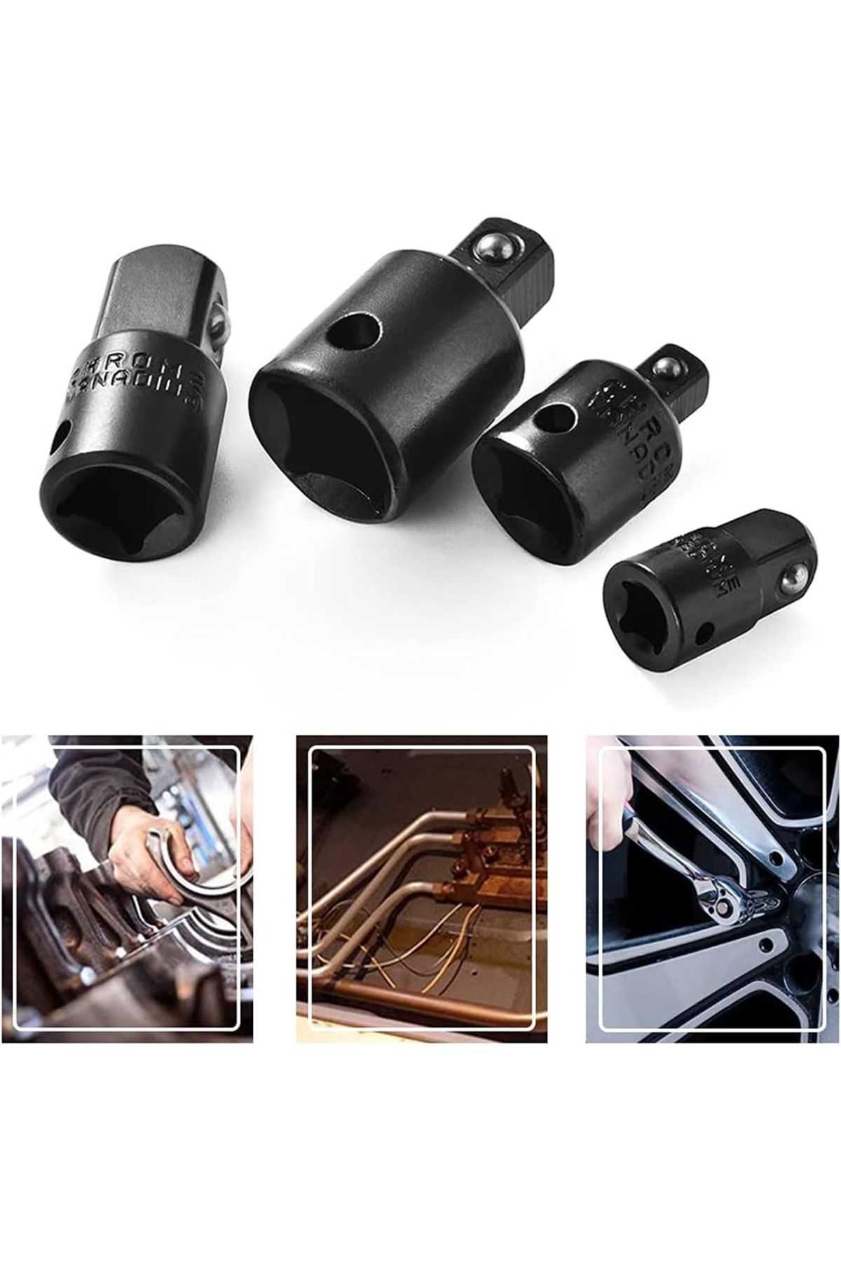 Choice-4pcs Socket Convertor Adaptor Reducer Set 1/2 To 3/8 3/8 To 1/4 3/4 To 1/2 Impact Drive Socket Ad... 6