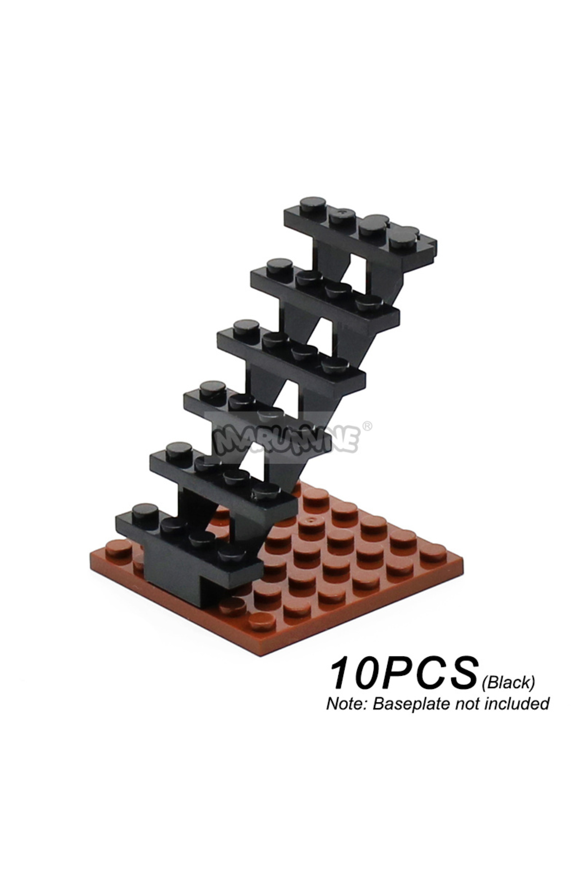 بلک مارومینه ۱۰ تکه آجرهای MOC پلکانی ۷×۴×۶، پله‌های خانه صاف، باز، ۳۰۱۳۴ پله، نردبان مدولار