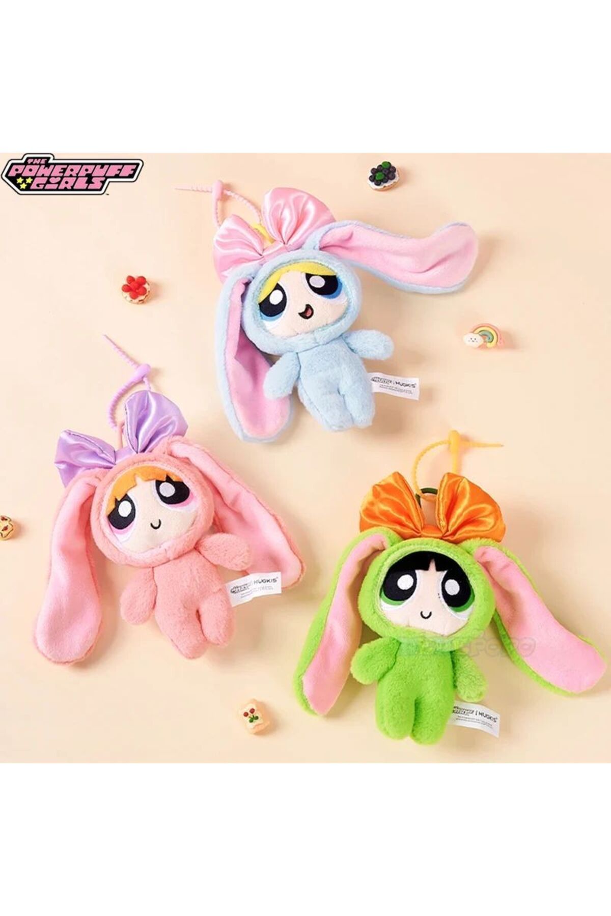 Choice-12cm Stuffed Animal Powerpuff Girls Cartoon Cute Dress Up Bunny Rabbit Plush Toy Pendant Bow Tie ... 2