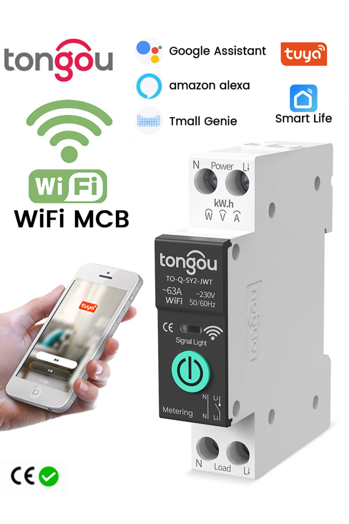 TONGOU-TUYA Smart WiFi MCB Circuit Breaker with Power Metering and Wireless Control (1-63A) for Overcurr... 8