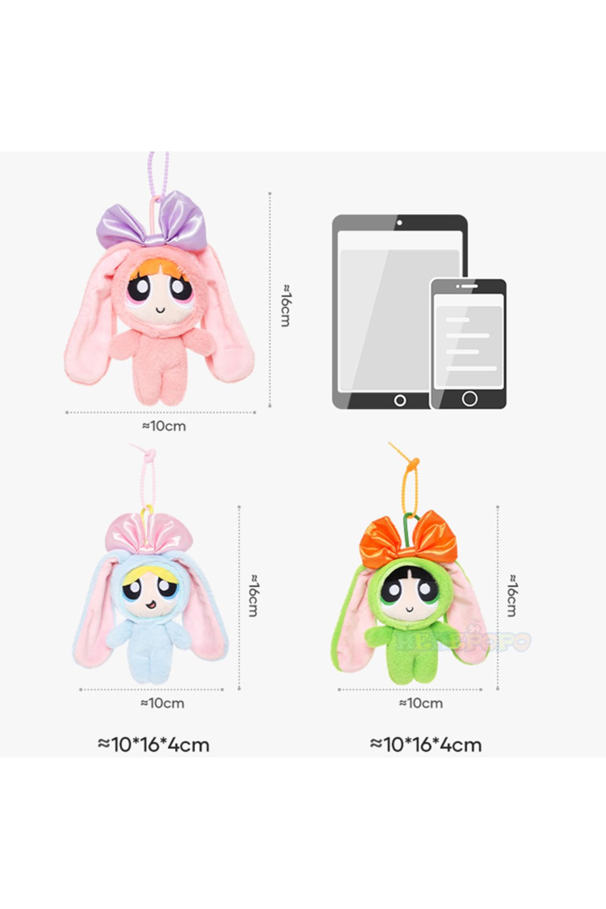 Choice-12cm Stuffed Animal Powerpuff Girls Cartoon Cute Dress Up Bunny Rabbit Plush Toy Pendant Bow Tie ... 6