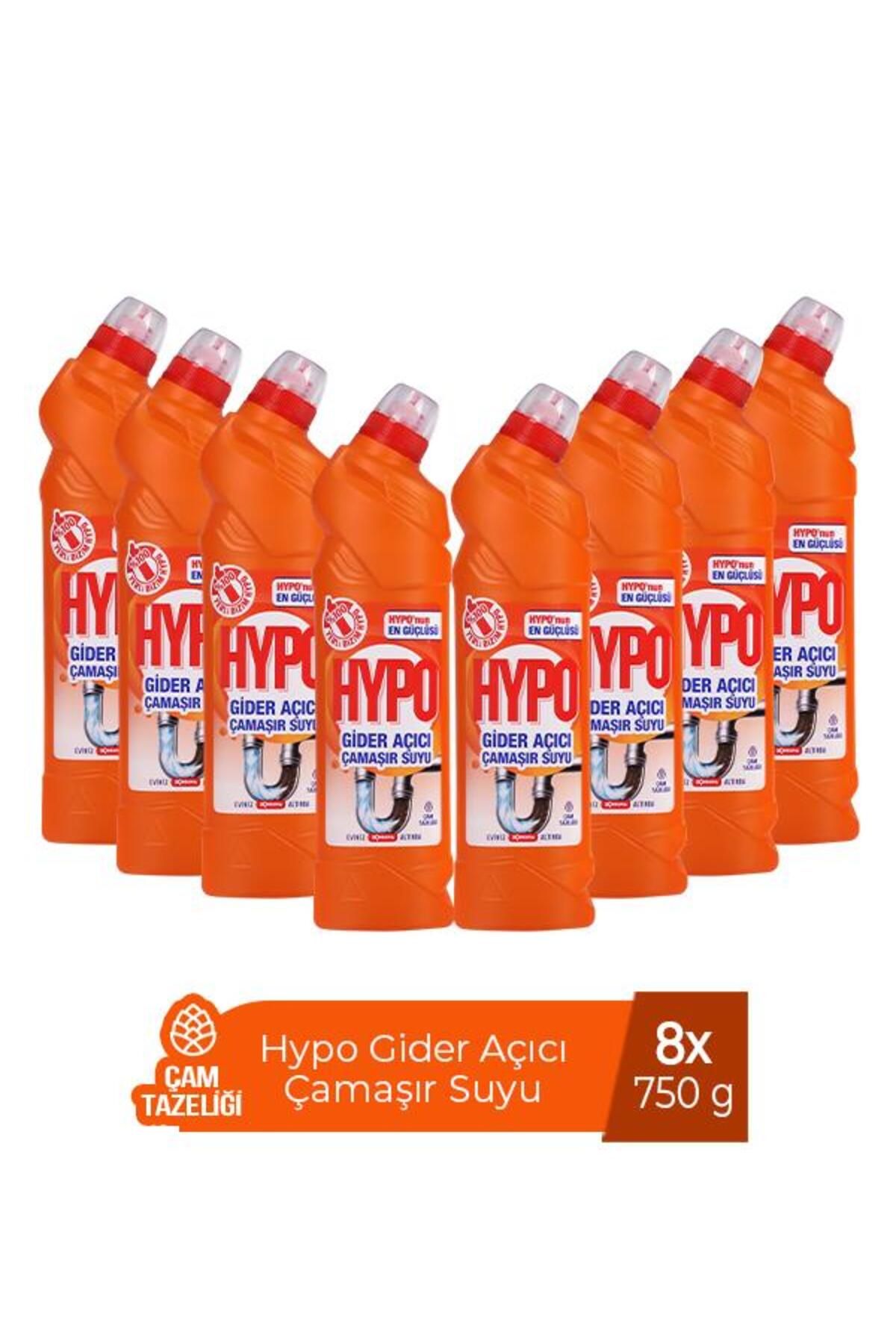 Hypo GİDER AÇICI ÇAMAŞIR SUYU ÇAM TAZELİĞİ 750 GR x 8 ADET