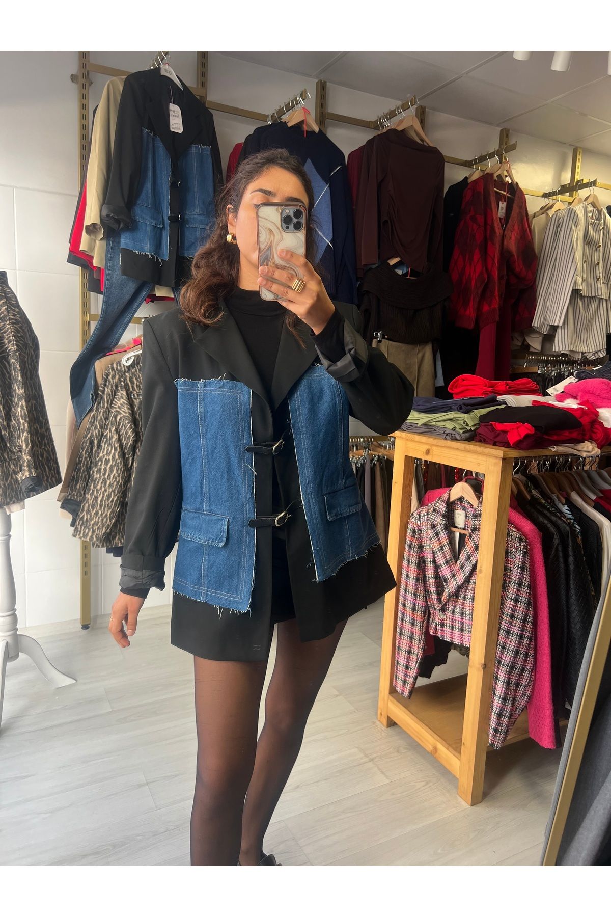 Butik Denim detay tasarım blazer ceker