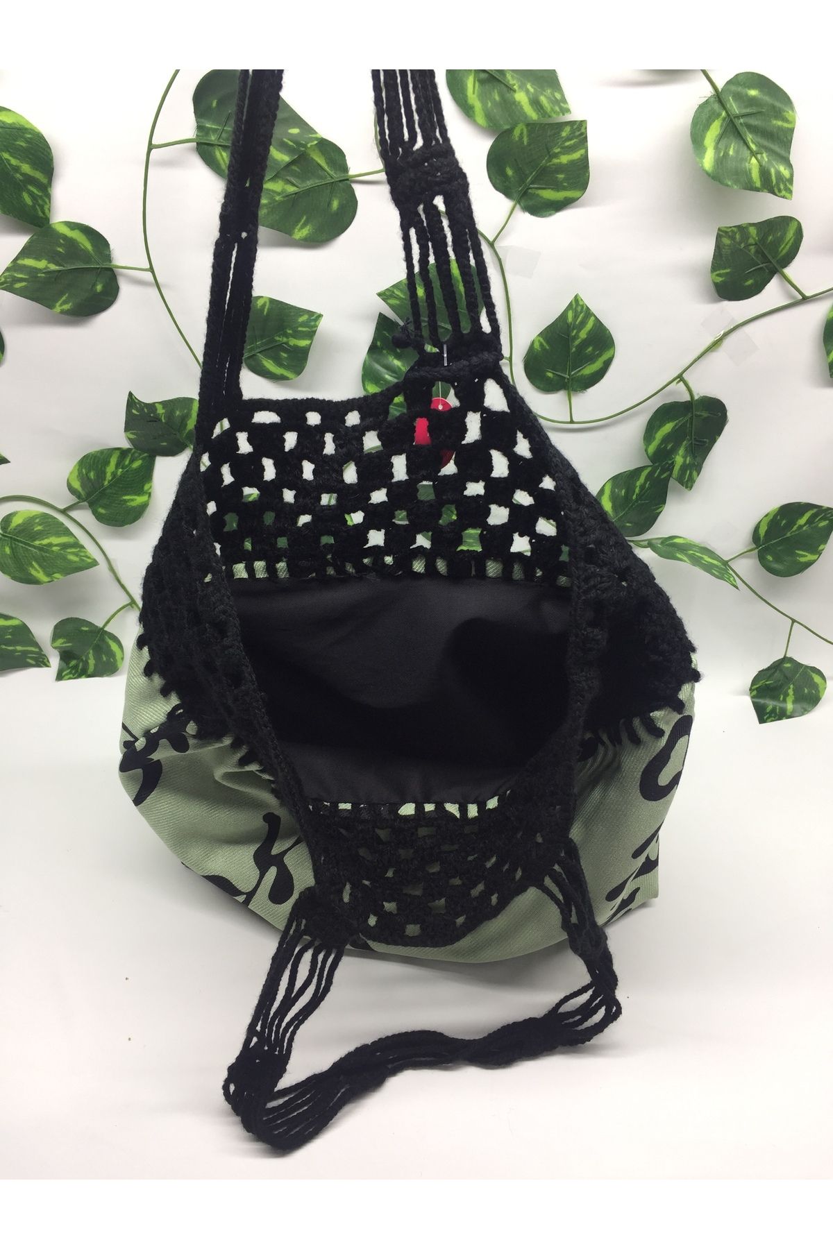 borandtm-Boran Dtm Black&Green Hand Knitted Shoulder Bag 2