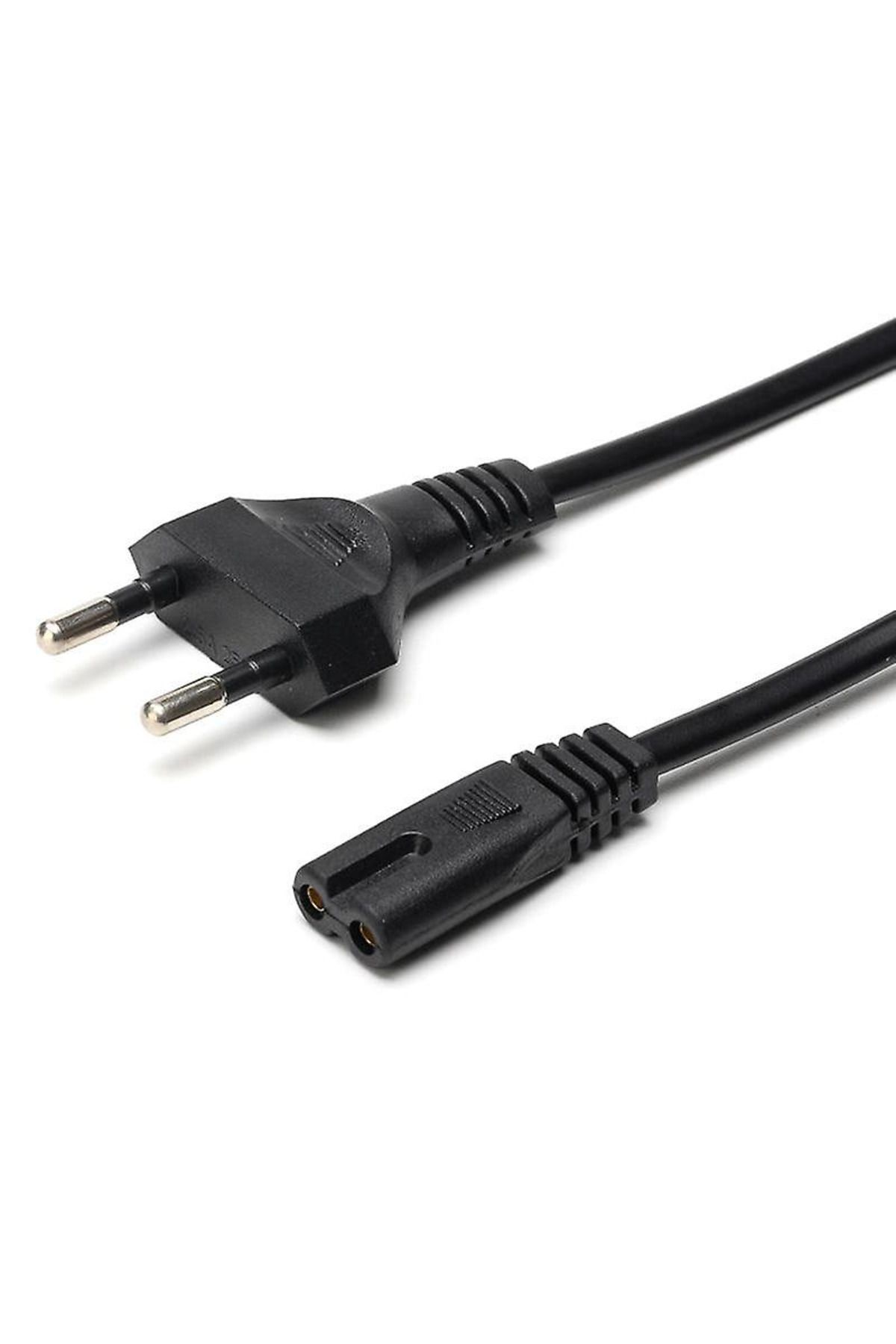 ERDİNEKS Güç Kablosu Tv/Radyo/Laptop/Ps Adaptör 2 Pin Teyip Fişi 1,5 Metre