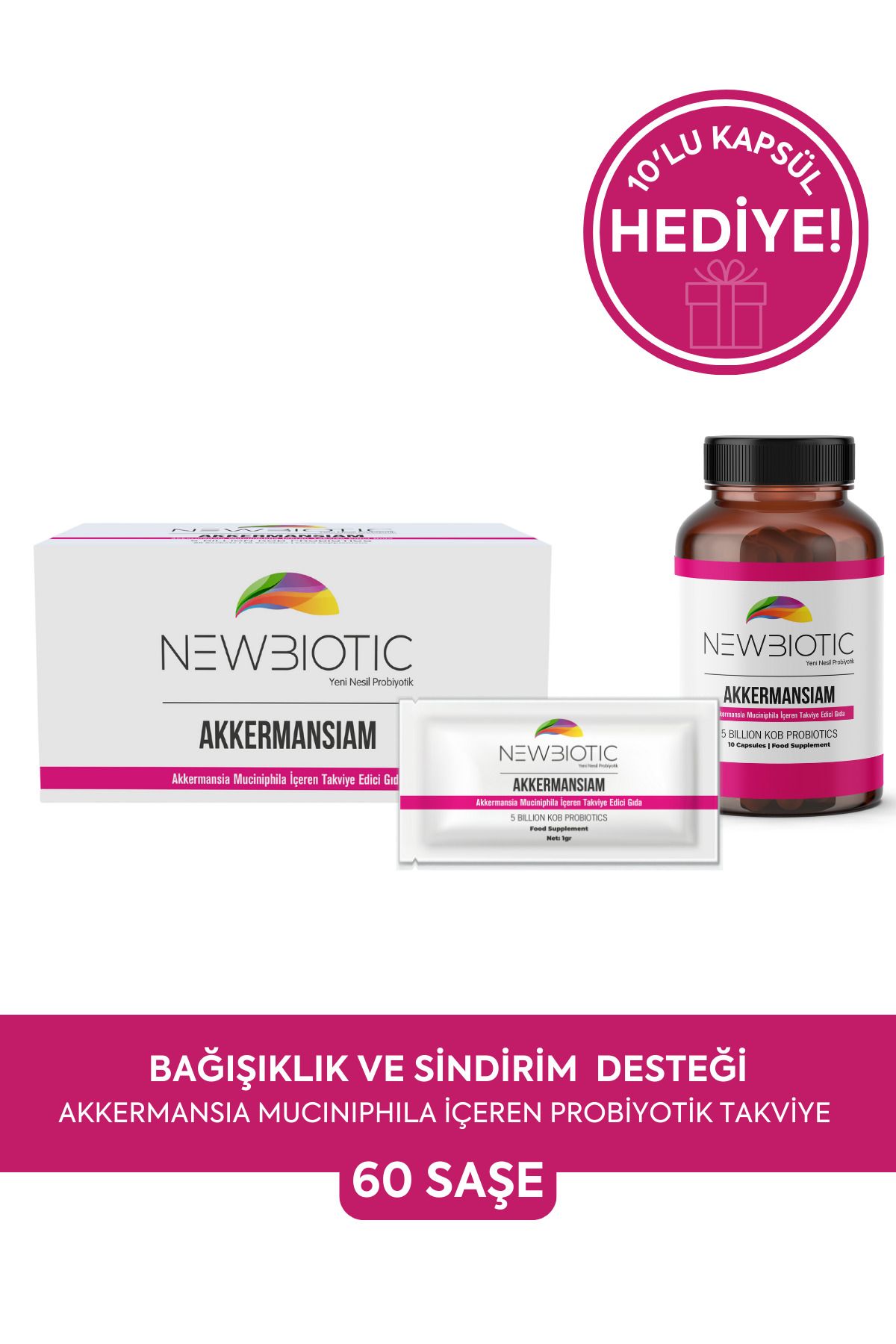 nbnewbiotic Bağışıklık Sistemi Ve Bağırsak Sağlığı Için Akkermansiam Içeren Probiyotik Takviye (60 SAŞE)