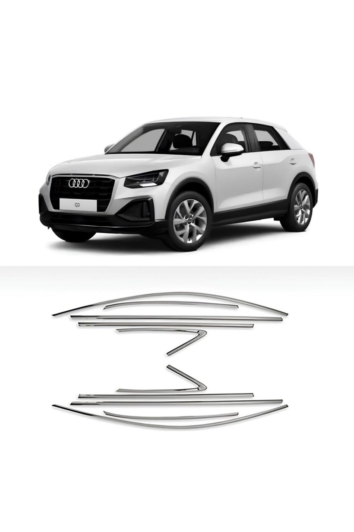 aracımotoaksesuar AUDI Q2 SUV Krom Cam Çerçevesi (10 Parça Paslanmaz Çelik) - 2016 Model ve Üzeri