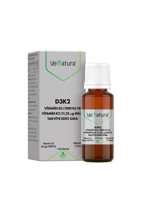 Venatura Vitamin D3K2 Vitamin D3 1000IU Vitamin K2 11.25mcg Damla 20ml