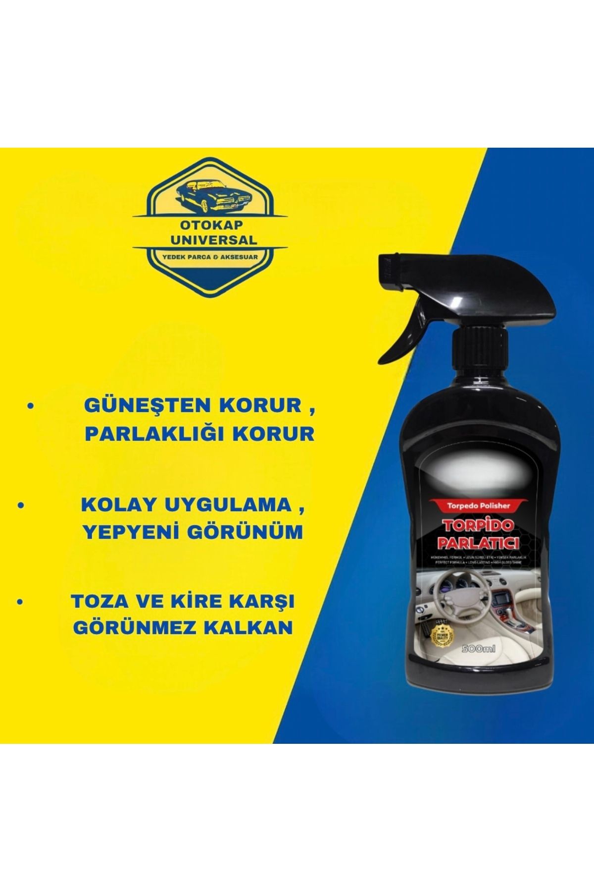 KAPOTO Oto Torpido Ve Suni Deri Temizleme Ve Bakım Spreyi 500Ml