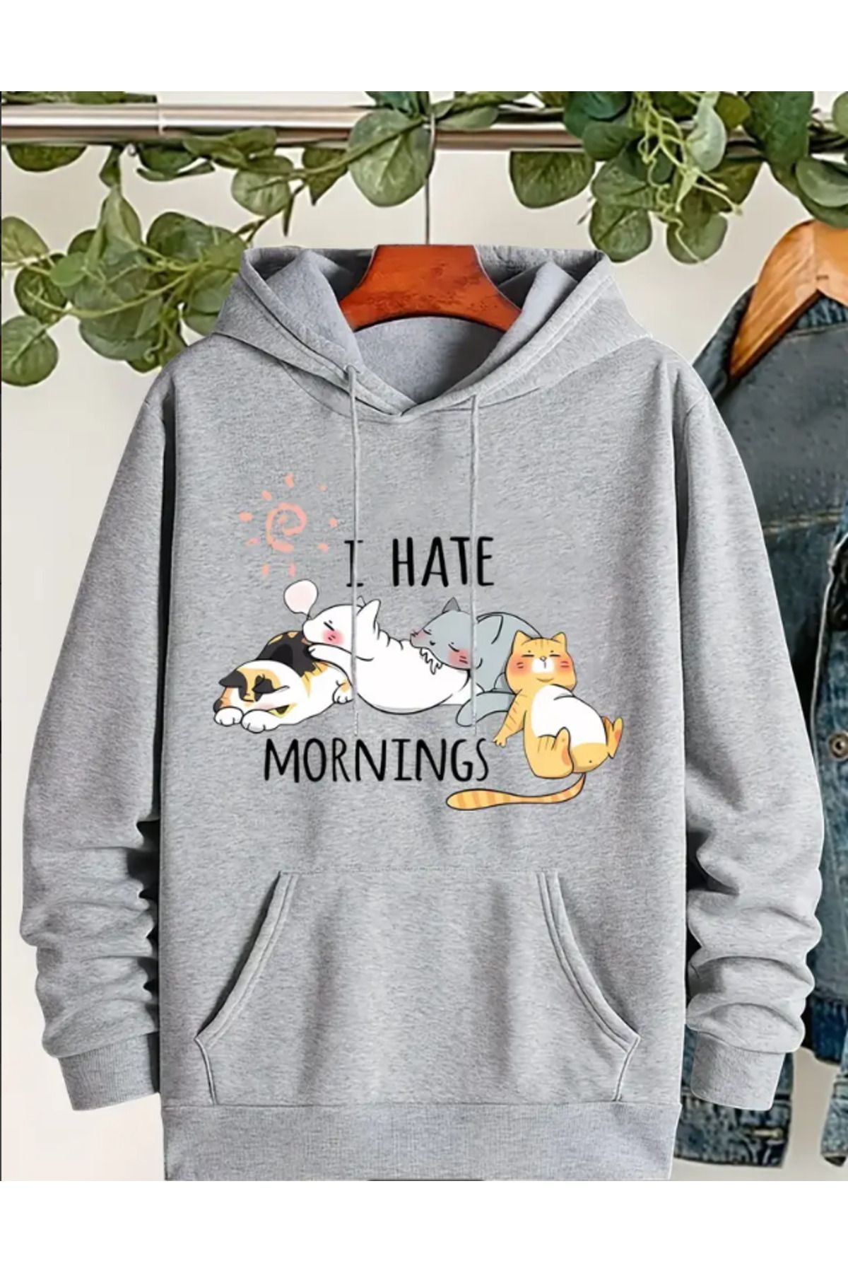 Marco Fresco Unisex I Hate Morning Baskılı Sweatshirt