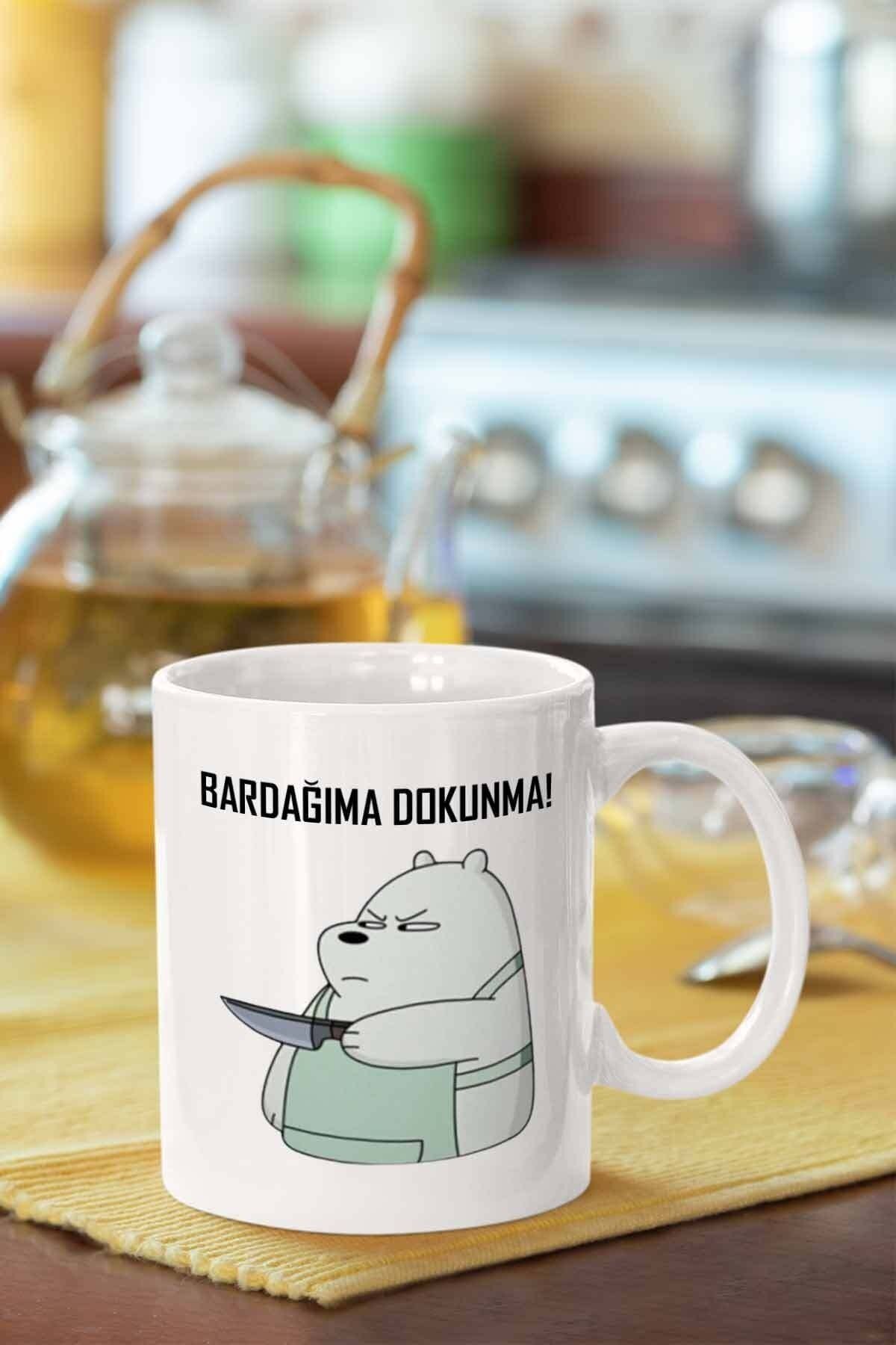 Piktorya Bardağıma Dokunma Baskılı Beyaz Kupa Bardak