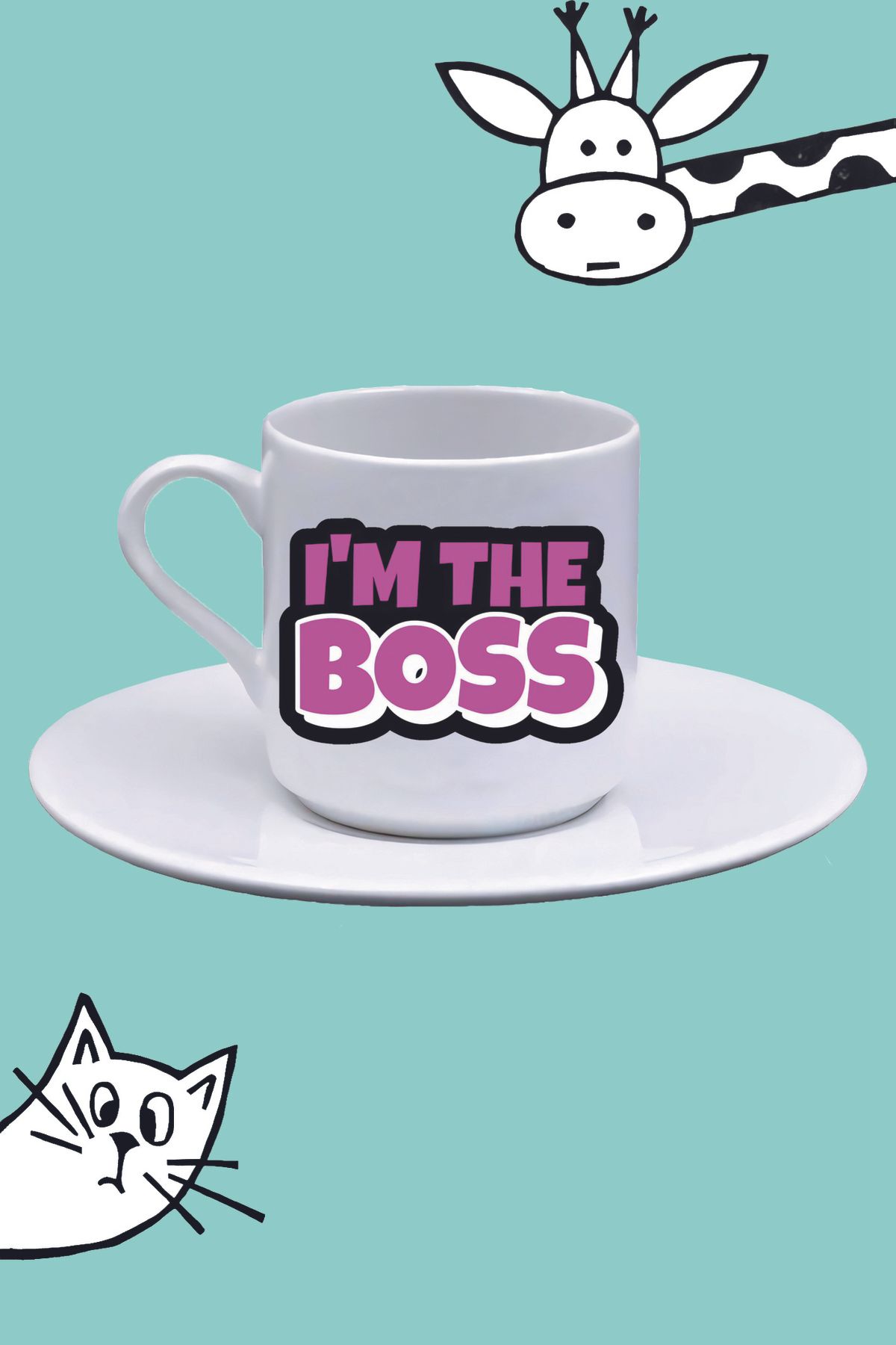 Olympus plus I'M THE BOSS & BEN PATRONUM BASKILI TÜRK KAHVESİ FİNCANI