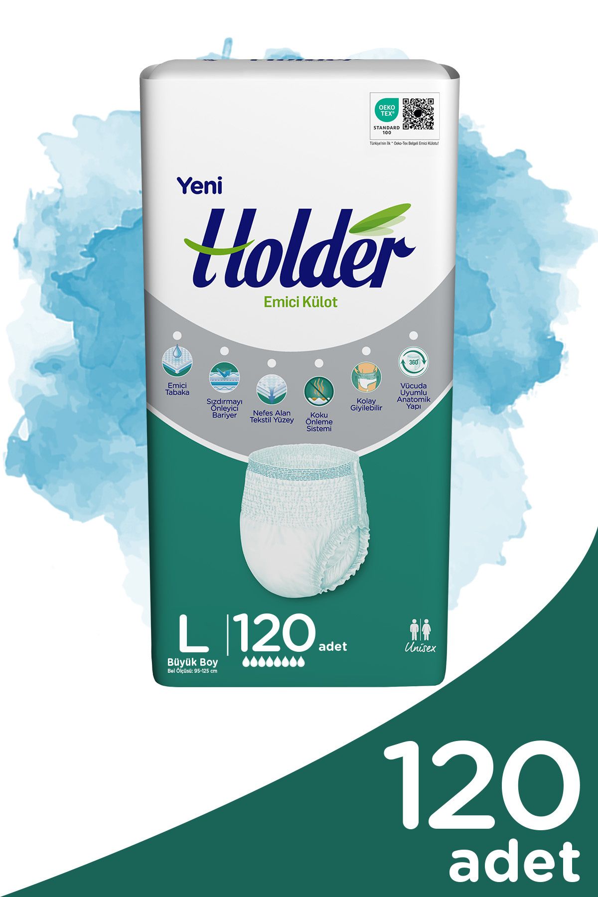 Holder 120 Adet Emici Külot Large Büyük Beden Hasta Bezi (30x4)