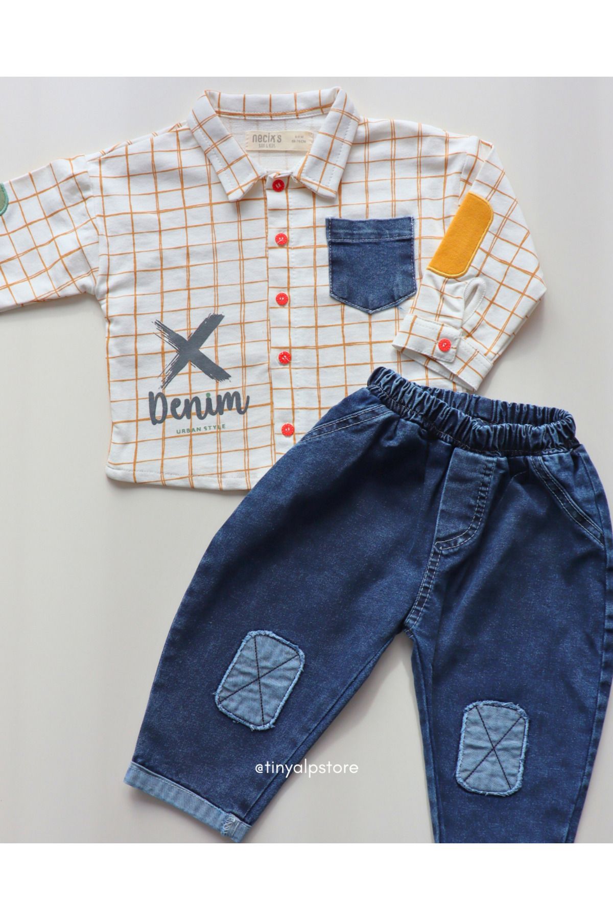 Necix's-Comfortable and Soft Fabric Design Pattern Baby Boy 2-Piece Set with Jeans Pants 1