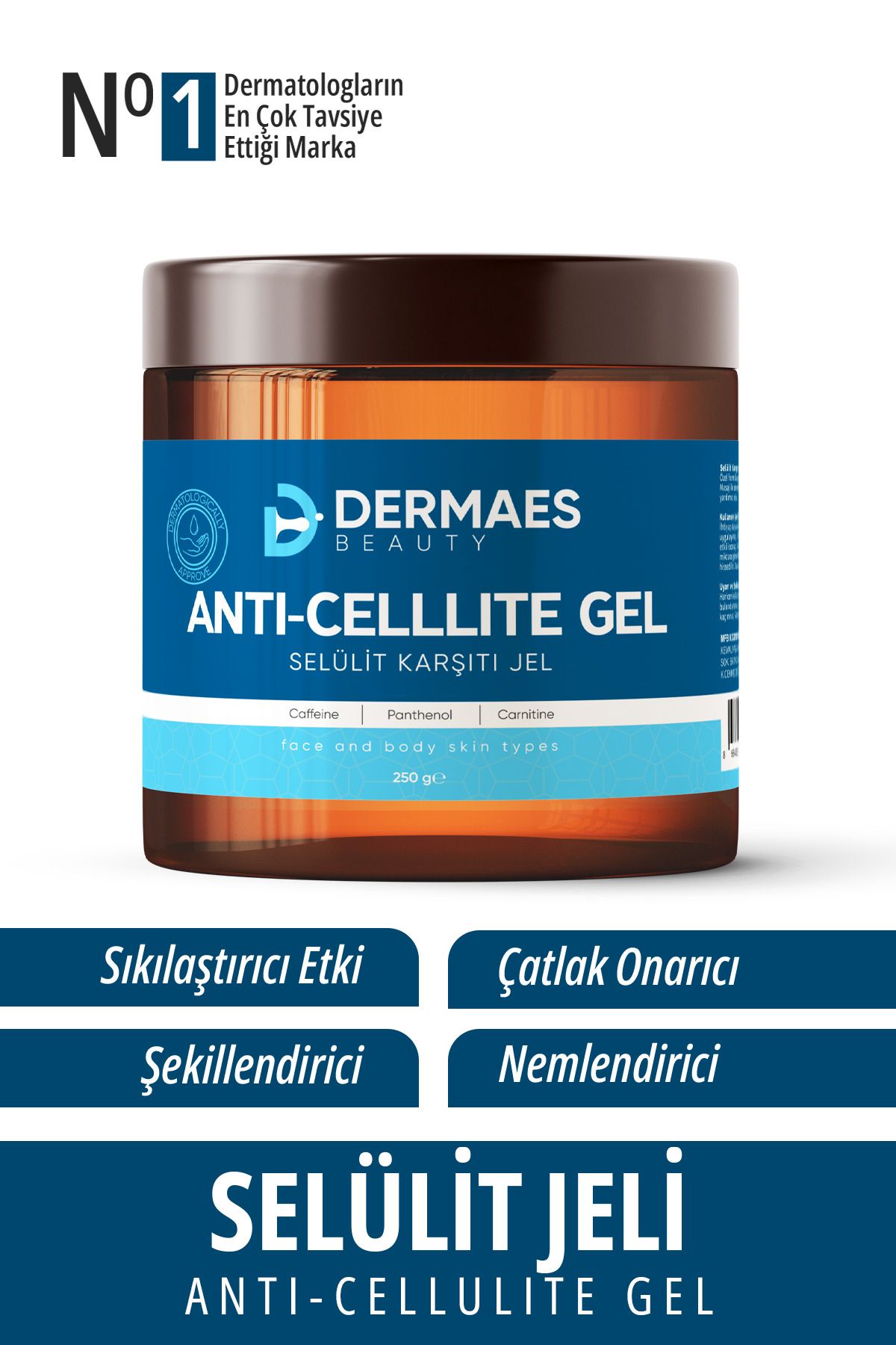 DERMAES beauty Inceltici1 , Sikilastirici, Selülit Ve atlak Giderici Vücut Sekillendirici Jel 250ml