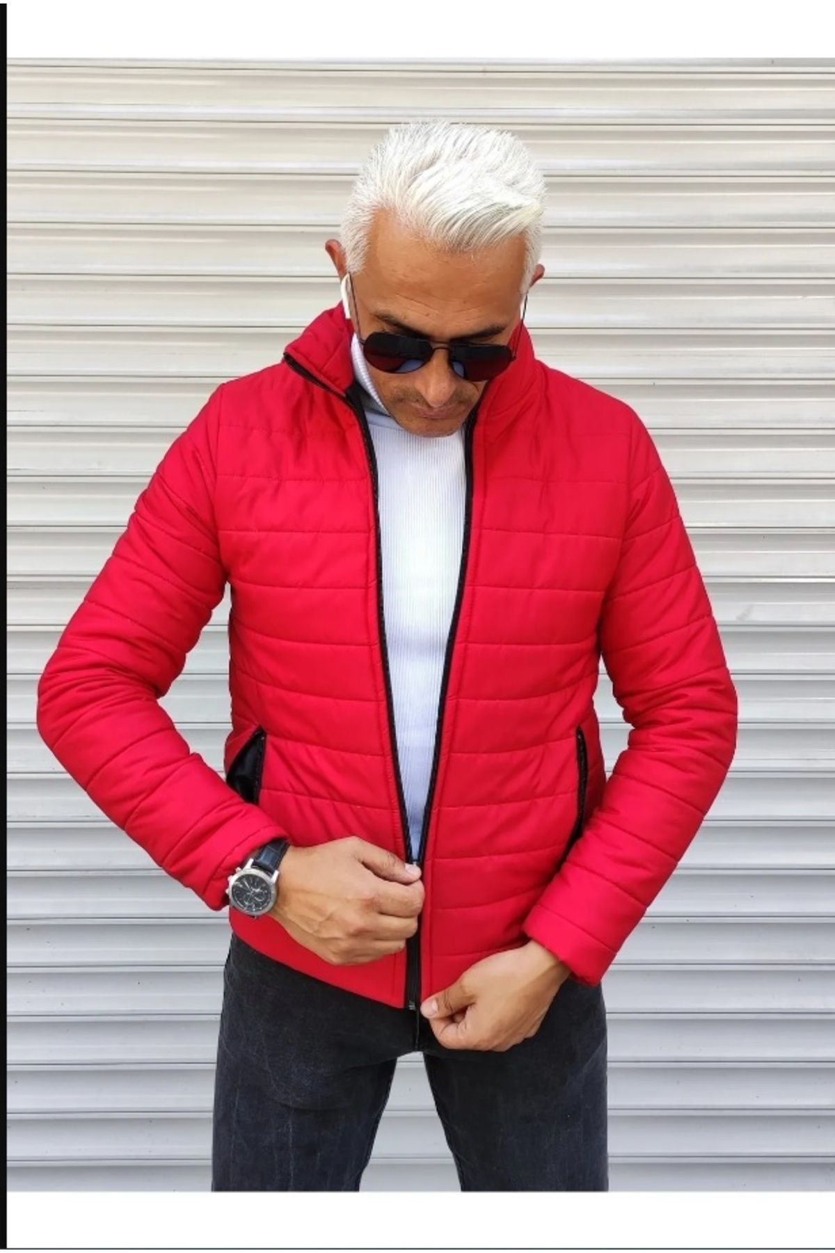 Gameyal-Slim Fit Jacket with Inflatable Horizontal Stripes 2