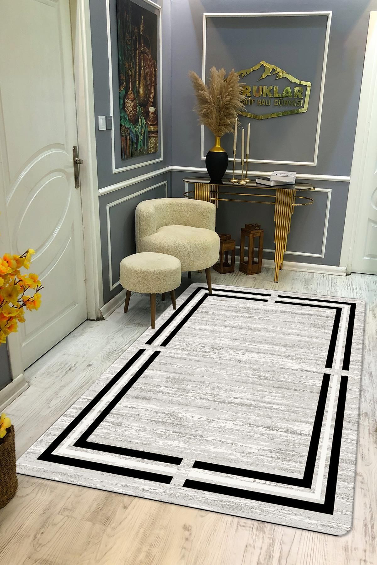 Doruklar Home Collection Kaymaz Taban Yıkanabilir Dijital Baskı Dekoratif Modern Desenli Dot Taban Halı Nova Serisi NV67