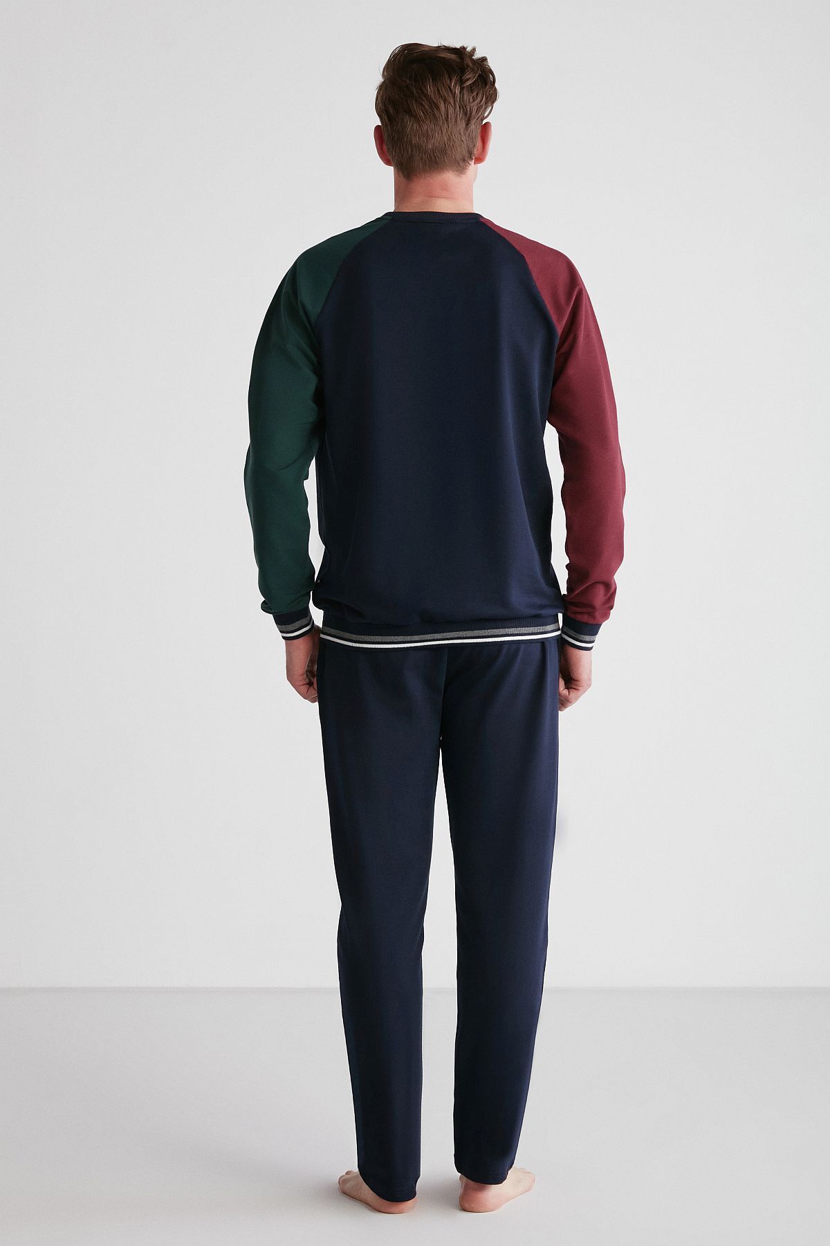ست پیژامه آبی مردانه پایه. پولو اسن. لباس خواب یقه گرد U.S. Polo Assn.