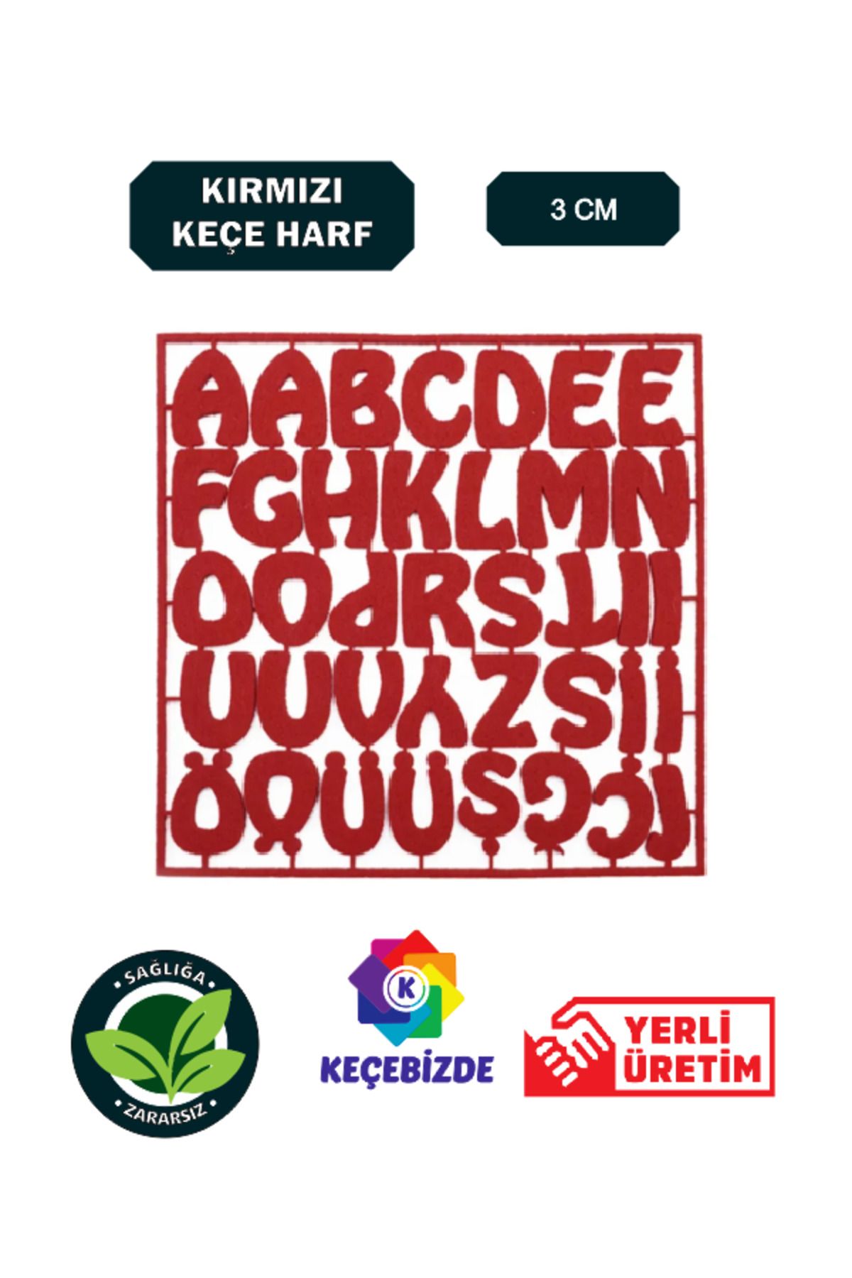 KeçeBizde KEÇEDEN HARF 3 CM - KIRMIZI