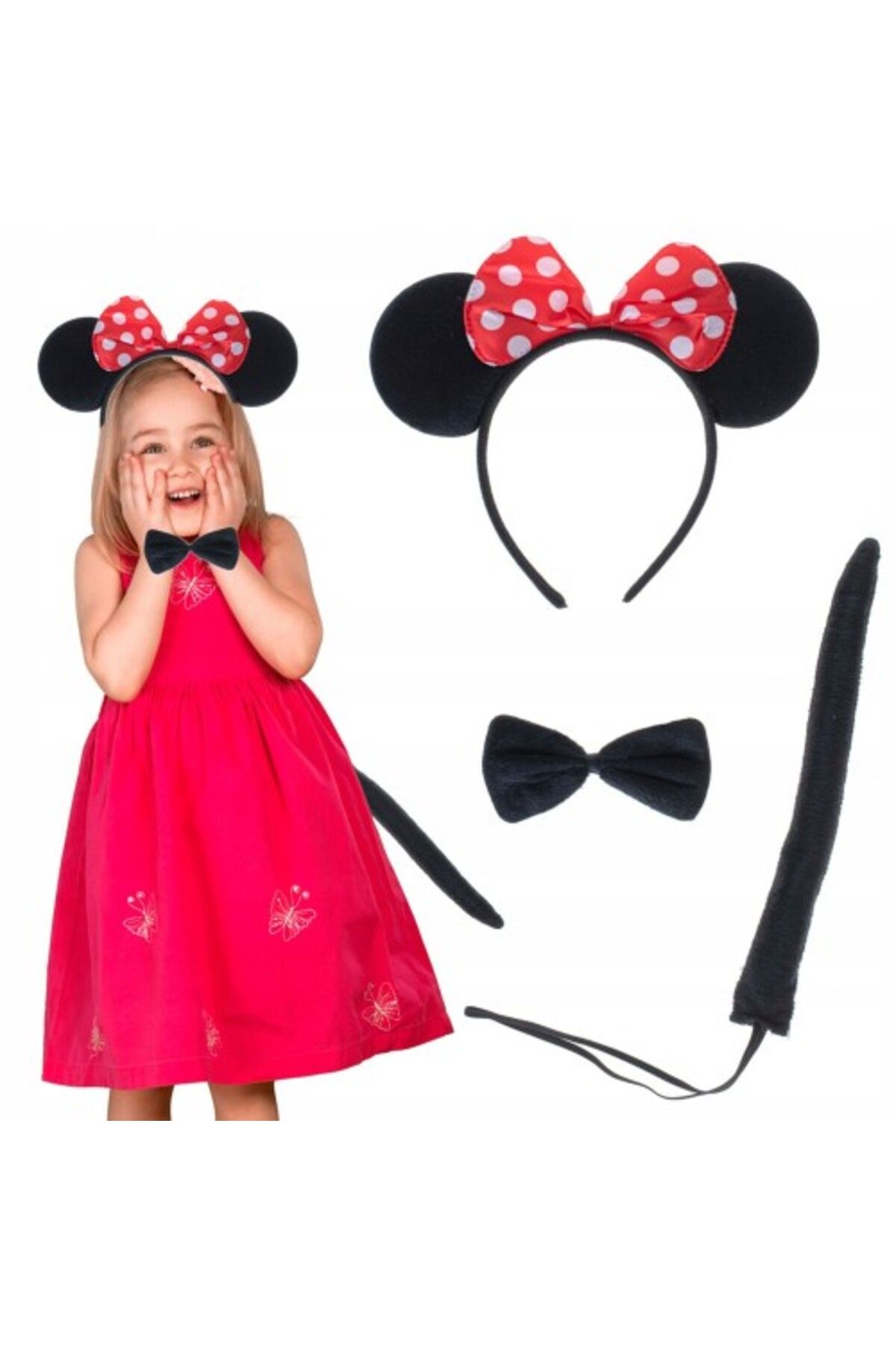 MELFSHOP Minnie Mouse Taç Kuyruk Papyon Gösteri Seti