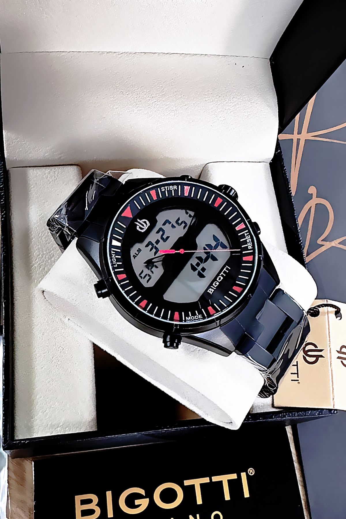 Bigotti-5 Atm Waterproof Men's Wristwatch - Black Color, Steel Band, Gift Bracelet Bme2021C4 3