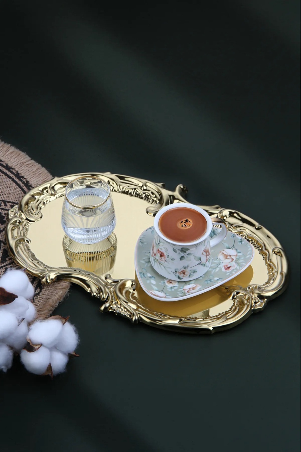 VENON-4Pcs Artnova Gold Presentation Tray Coffee Tea Metal Tray Decorative Presentation Serving Tray 2