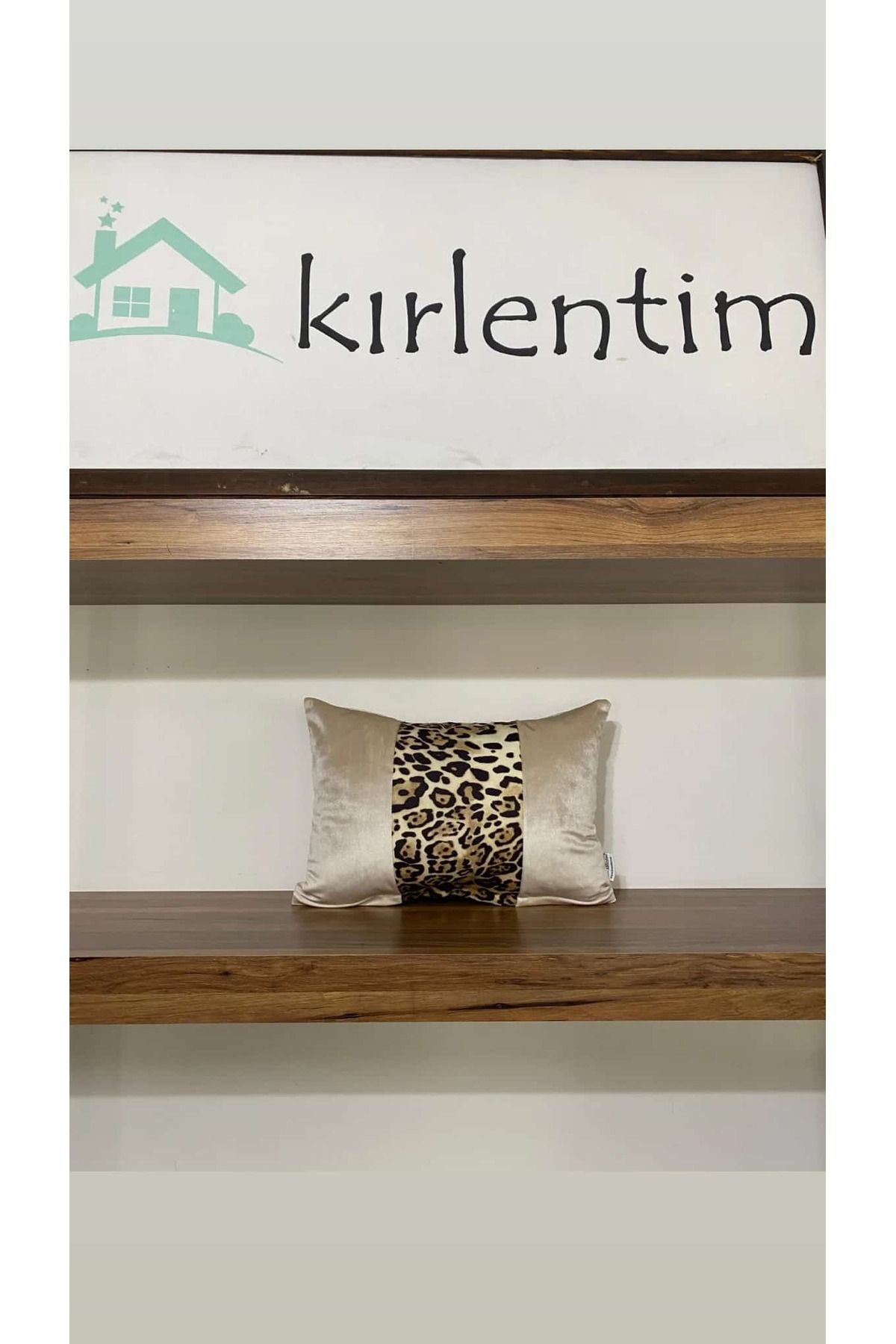 KIRLENTİM KREM KADİFE-LEOPAR DESEN KIRLENT KILIFI