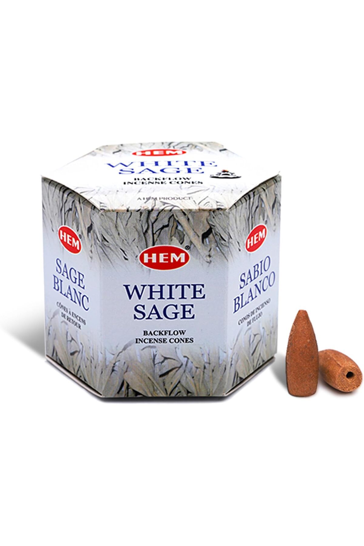 NcK Tütsü Geri Akış Şelale Beyaz Adaçayı Kokulu 40 Konik Tütsü - White Sage Backflow Incense Cones