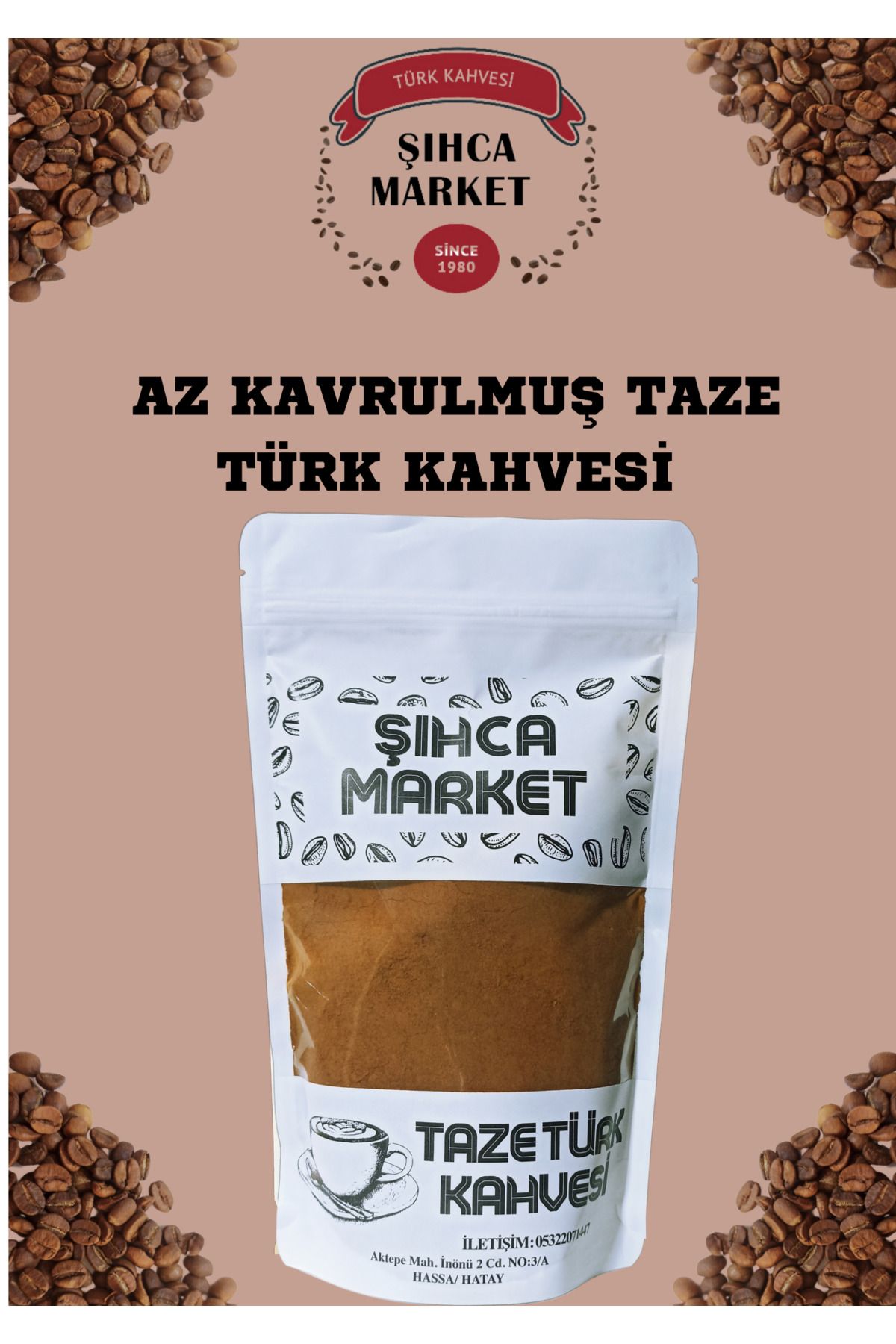 NATUREL AZ KAVRULMUŞ TÜRK KAHVESİ 500 gr