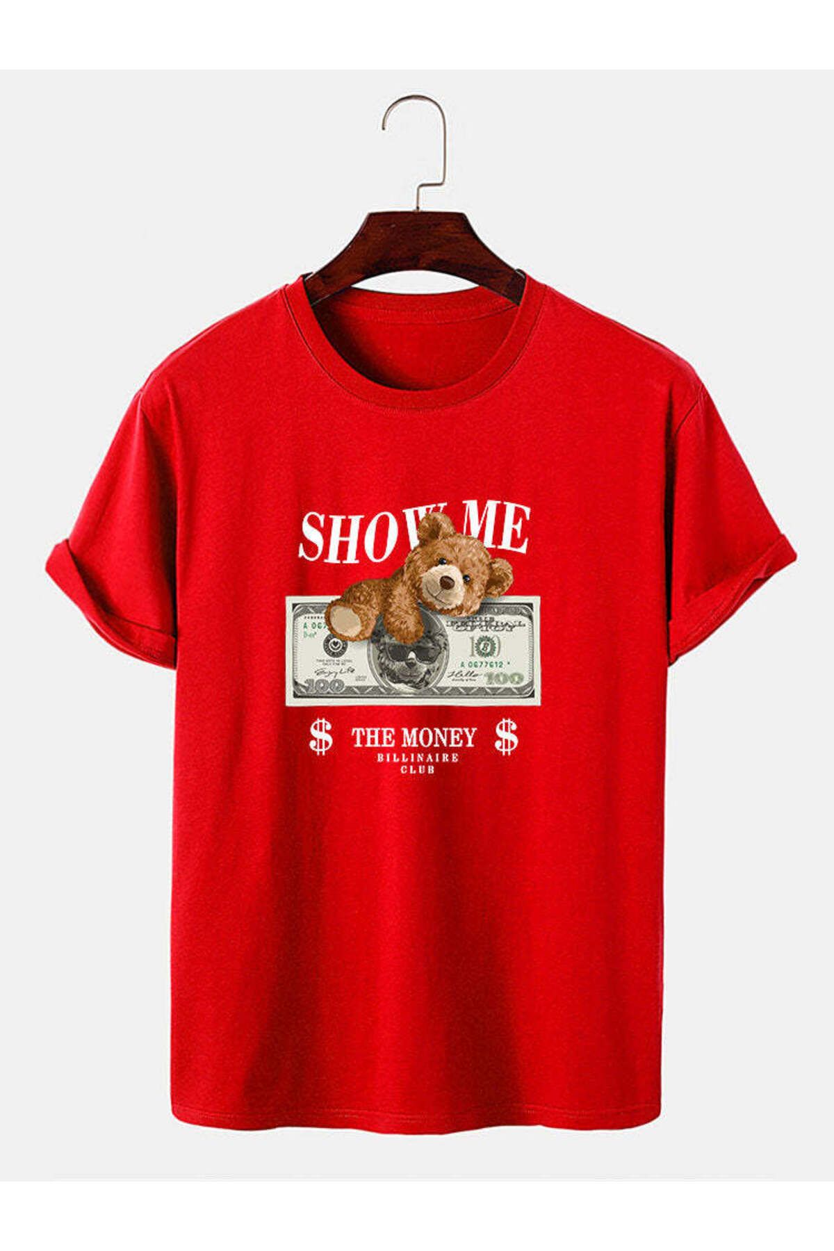 KUAS Show ME Money Bear Baskılı Oversize Pamuklu (Unisex) T-Shirt