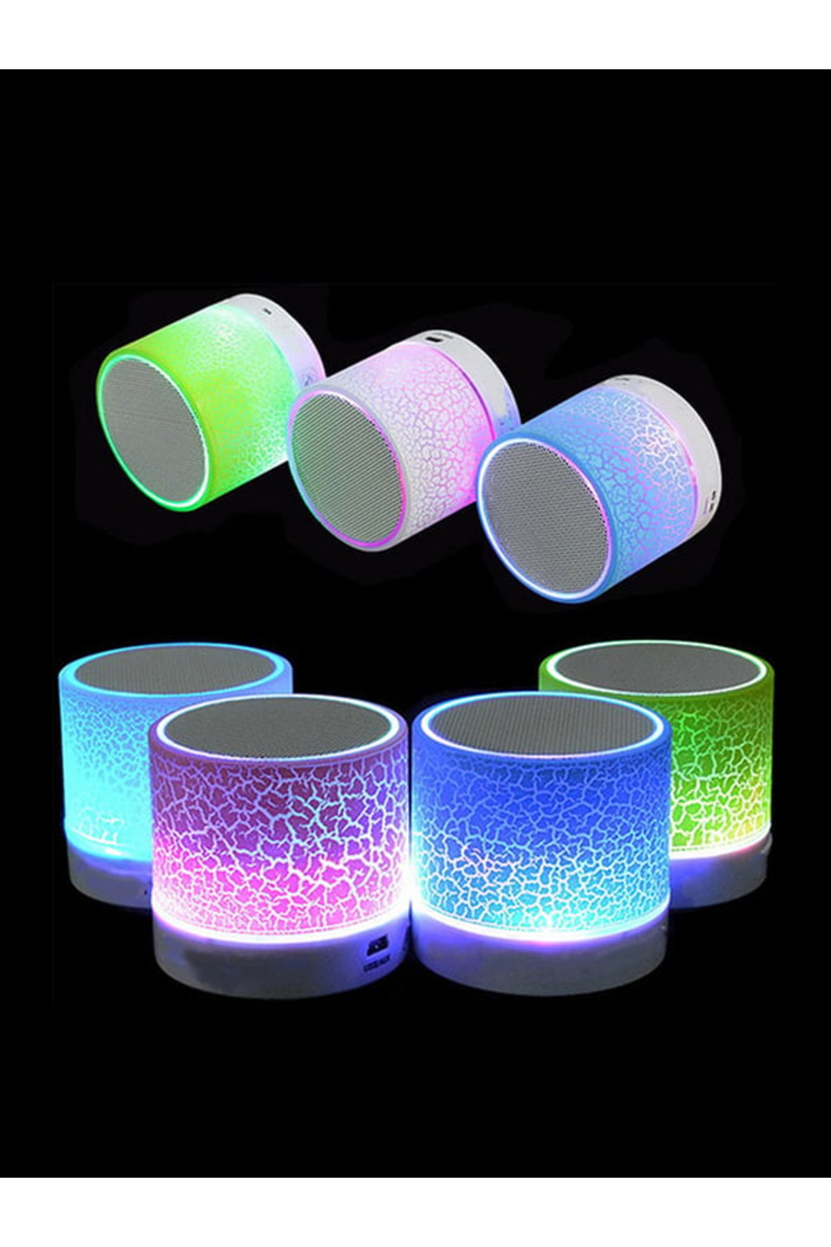 Işıklı Taşınabilir Bluetooth Wireless Hoparlör Kablosuz Ses Bombası