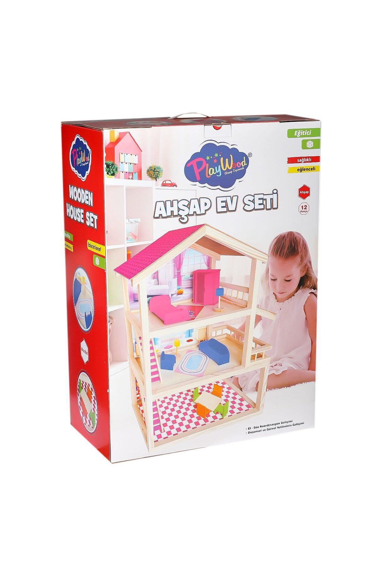 NillyToys ONY-398 Büyük Ahşap Ev Seti -Onyıl Oyuncak