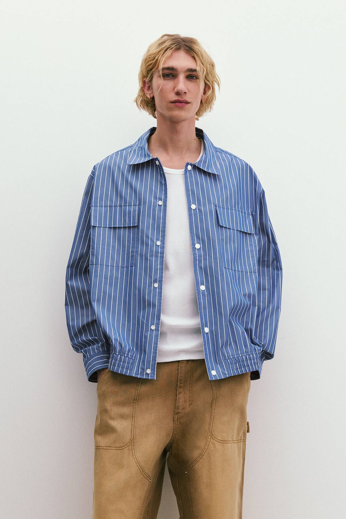 ژاکت روشن راه راه Pull & Bear