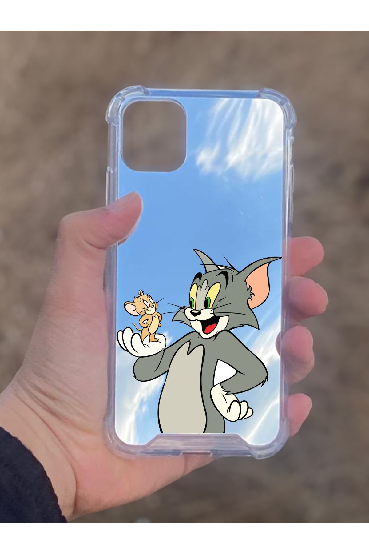 BD DİGİTAL İphone 11 Uyumlu Aynalı Tom Ve jerry Desenli Darbe Kamera Korumalı Silikon Telefon Kılıfı