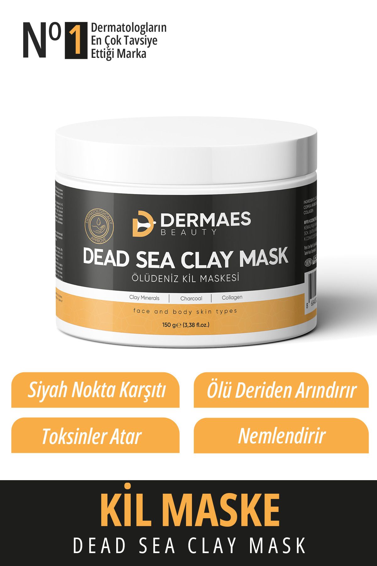 DERMAES beauty Collagen Olüdeniz Kil Maskesi Leke Ve Siyah Nokta Giderici 150 gr