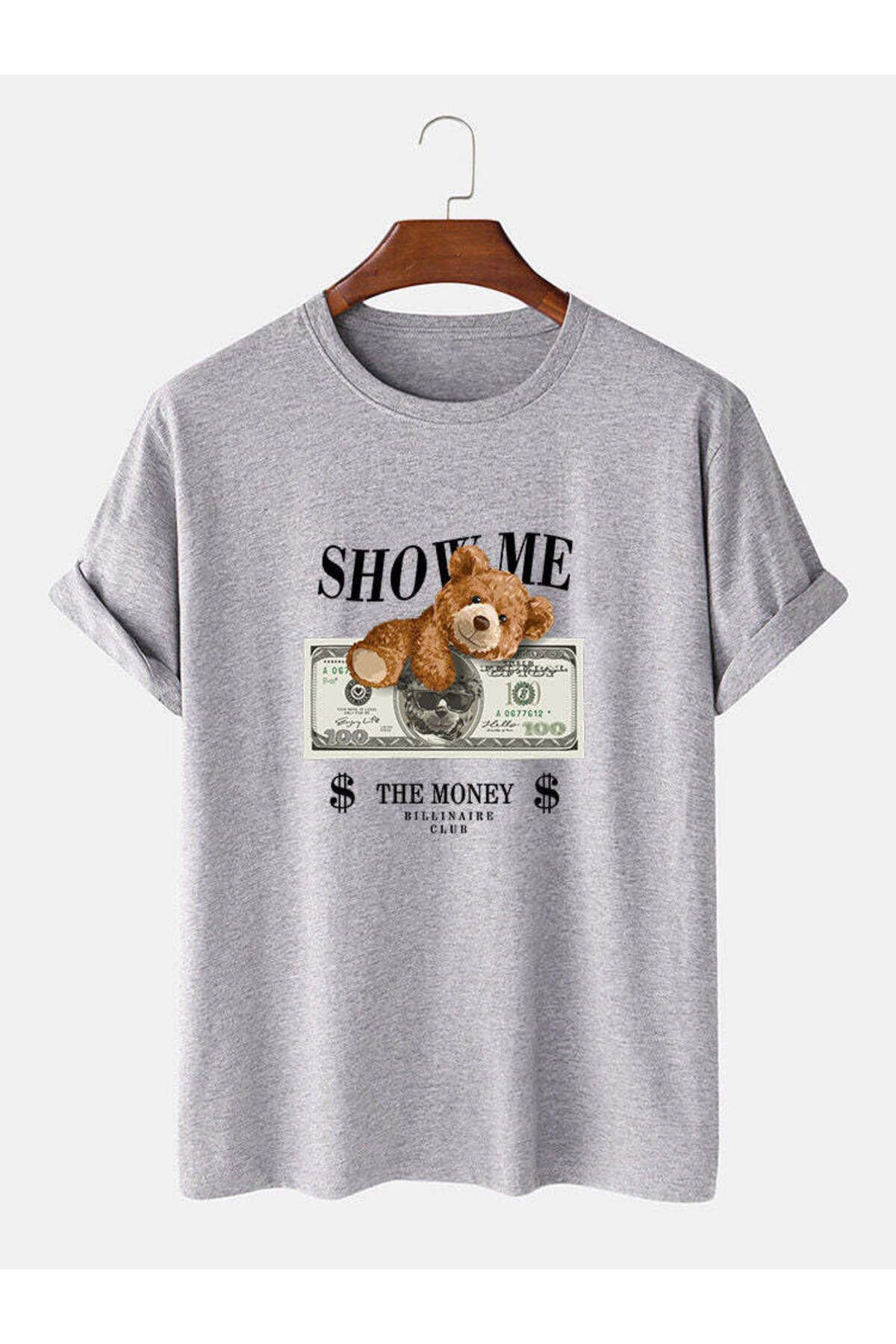 KUAS Show ME Money Bear Baskılı Oversize Pamuklu (Unisex) T-Shirt