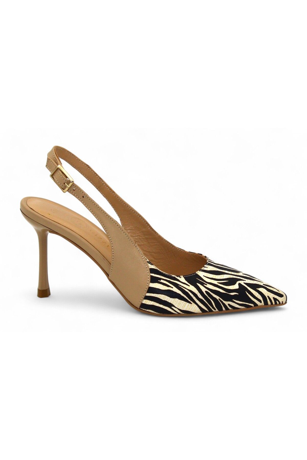 Gizzelli shoes Zebra Desenli Deri Sandalet