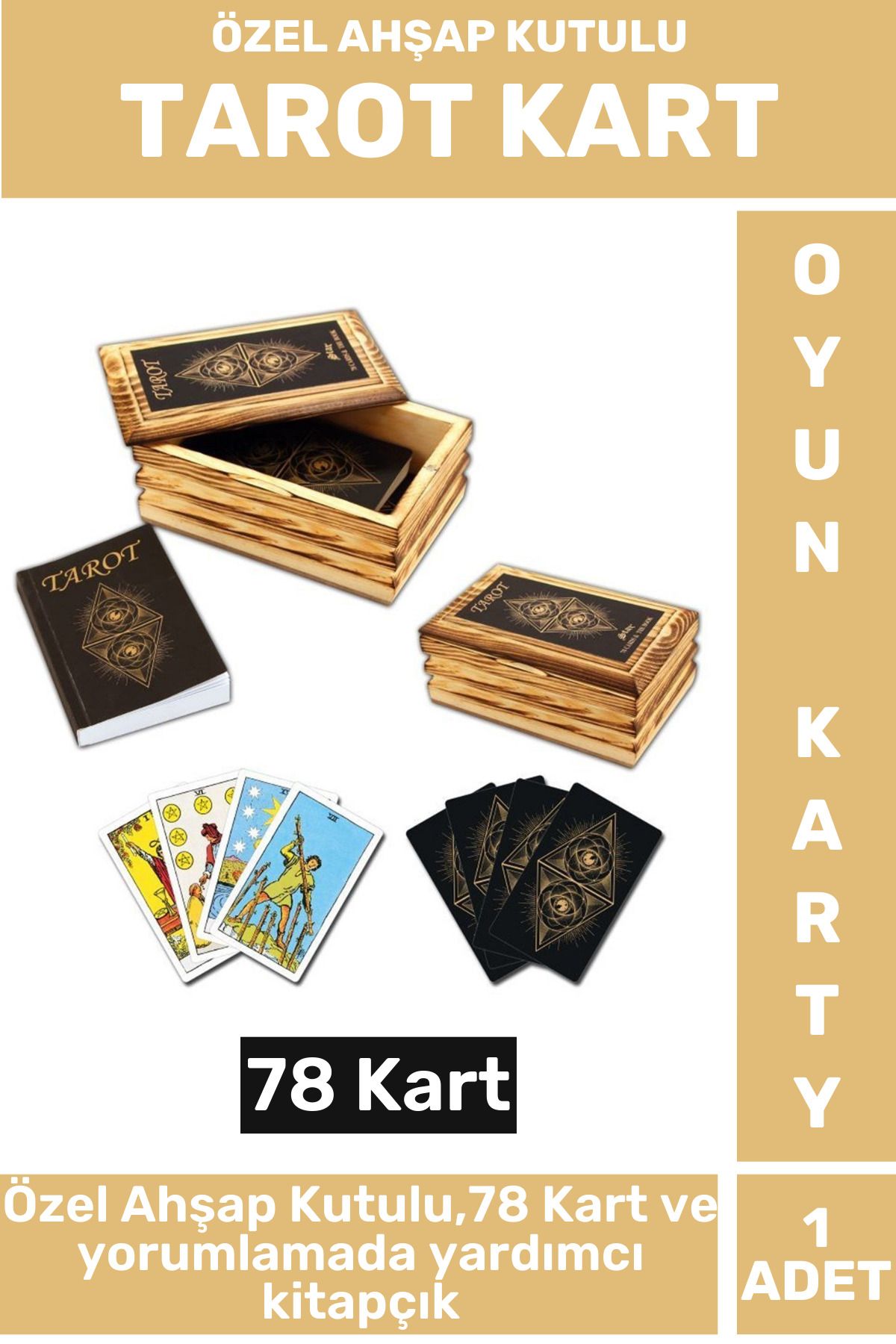 Wintoup Premium Manevi Ruhsal Rehberlik Kader 78 Kartlı AHŞAP KUTULU Yorumlama Kitapçıklı TAROT KARTLARI