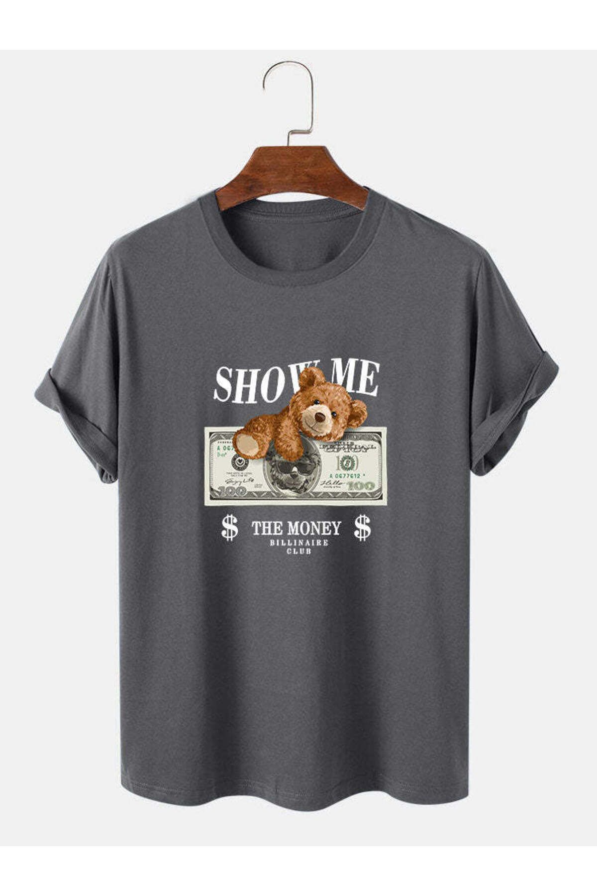 KUAS Show ME Money Bear Baskılı Oversize Pamuklu (Unisex) T-Shirt