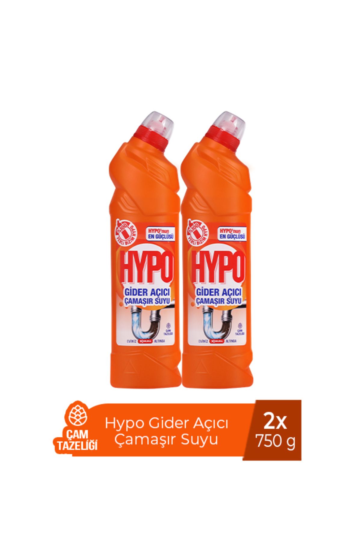 Hypo GİDER AÇICI ÇAMAŞIR SUYU ÇAM TAZELİĞİ 750 GR x 2 ADET