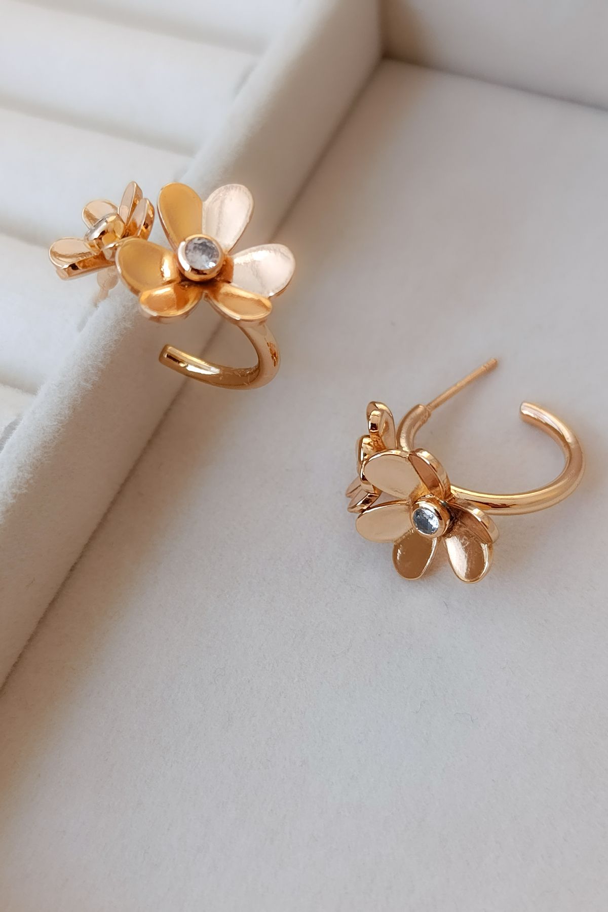 COSİTA-Rose Color Elegant Flower Earrings Night Daily Use Minimal Earrings 6