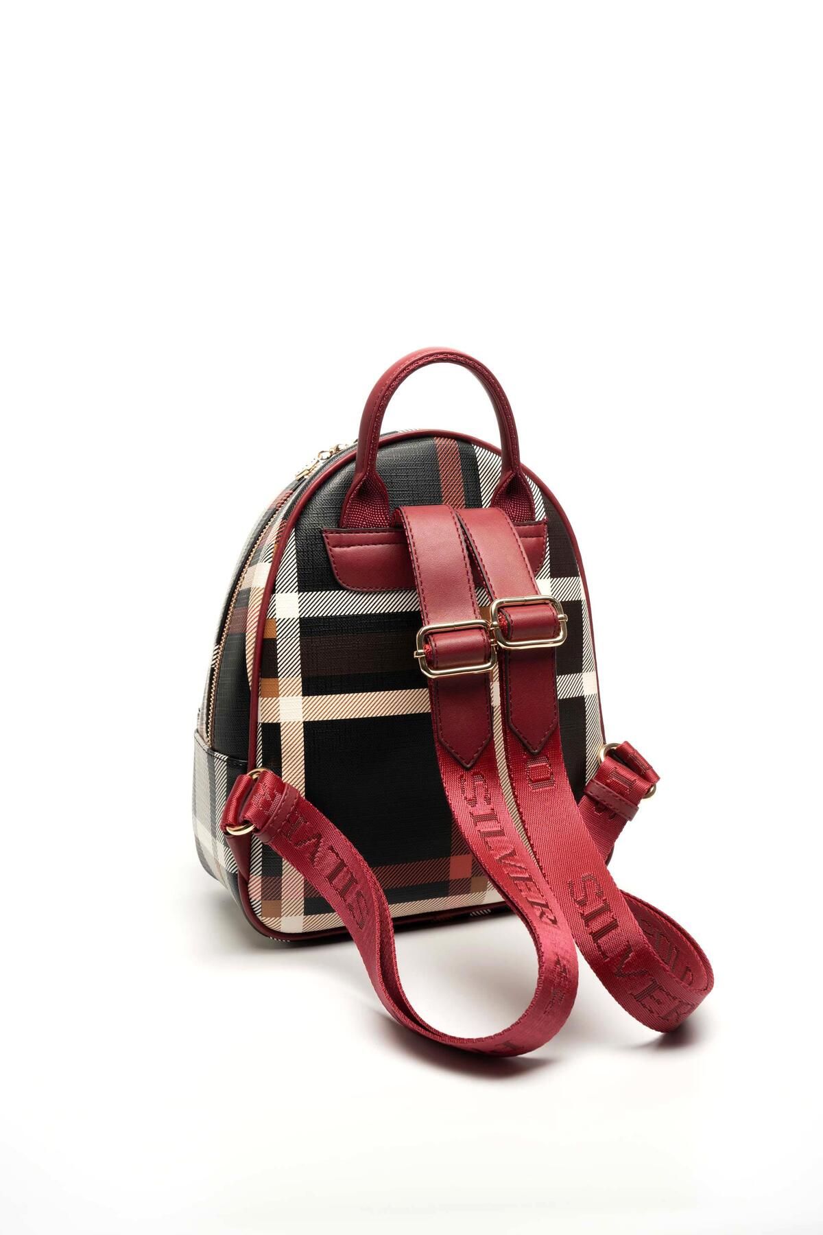 Silver Polo-Silver & Polo Black - Claret Red Women's Backpack 4