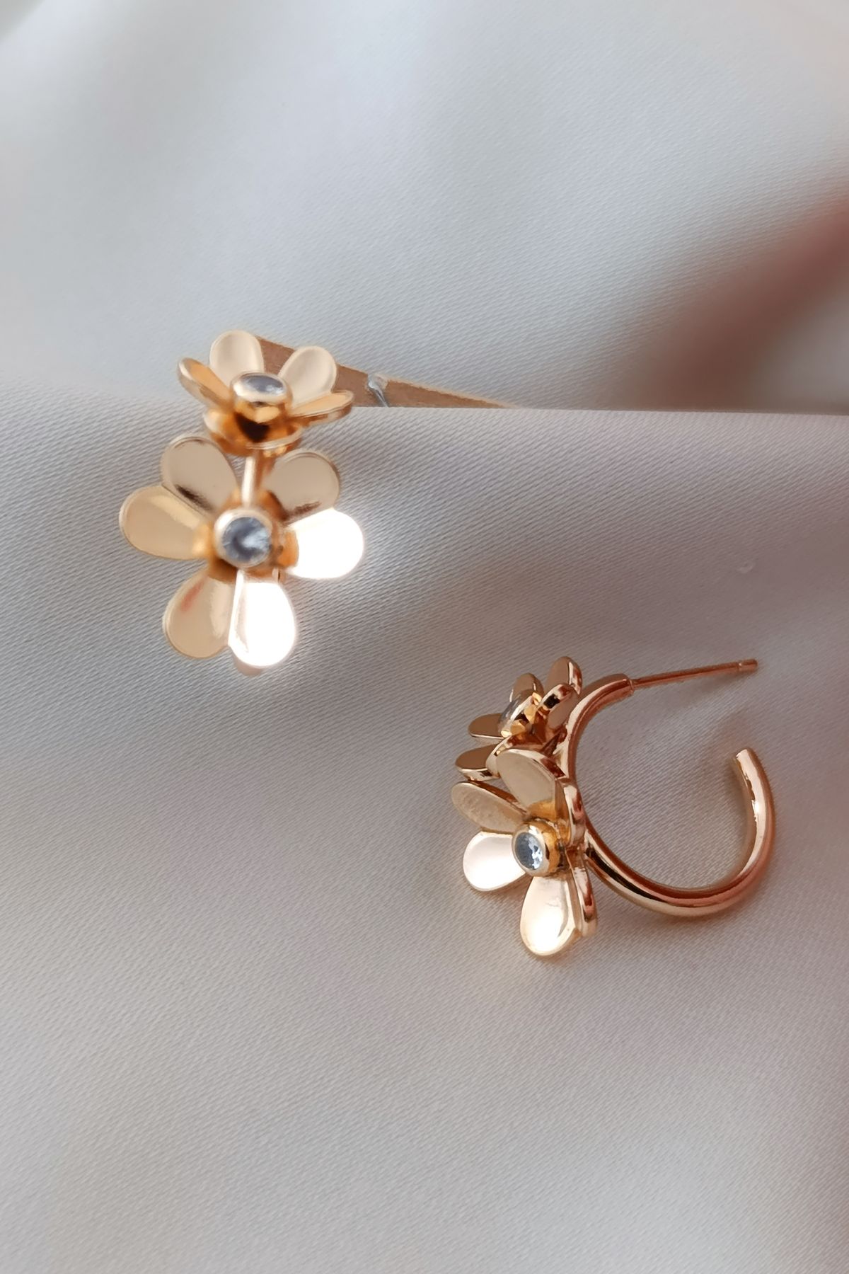 COSİTA-Rose Color Elegant Flower Earrings Night Daily Use Minimal Earrings 8