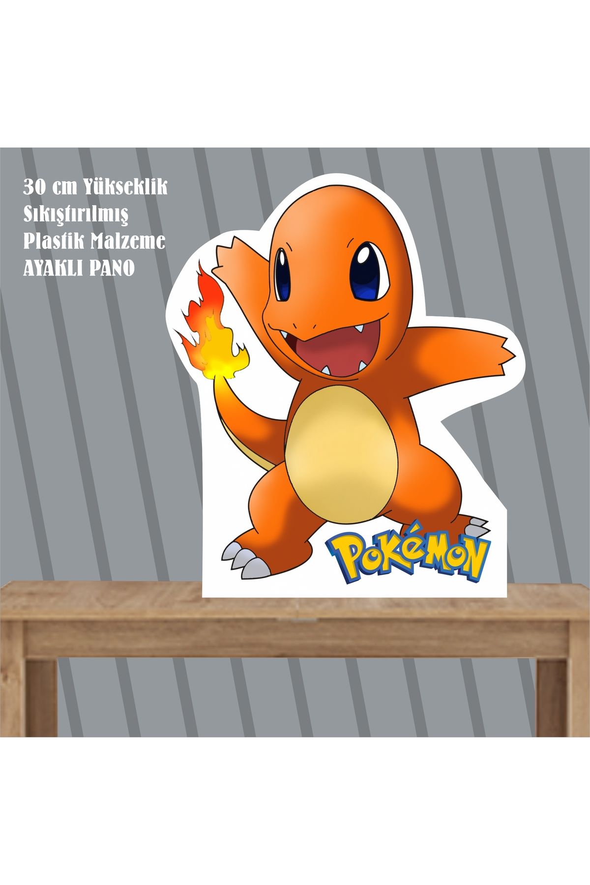 SİYAH PARTİ EVİ Charmander Pokemon Doğum Günü Ayaklı Pano 30 cm