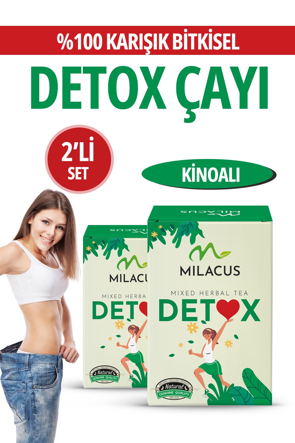 milacus Kinoa Çay Bitkisel Istah Kapatici Özel Karışımlı Detox Bitkisel Çay 2li