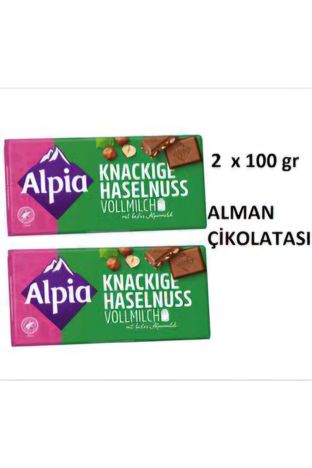 Alpia Sütlü Fındıklı Alman çikolatası 100 gr × 2 adet