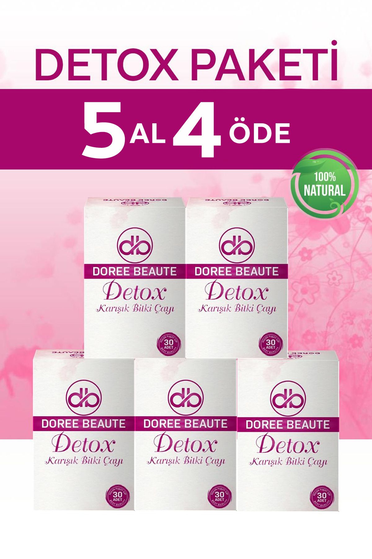 DOREE BEAUTE kinoa detox kilo vermeye zayıflama5 yardımcı iştah kapatıcı özel karışımlı bitkisel çay 5 li set