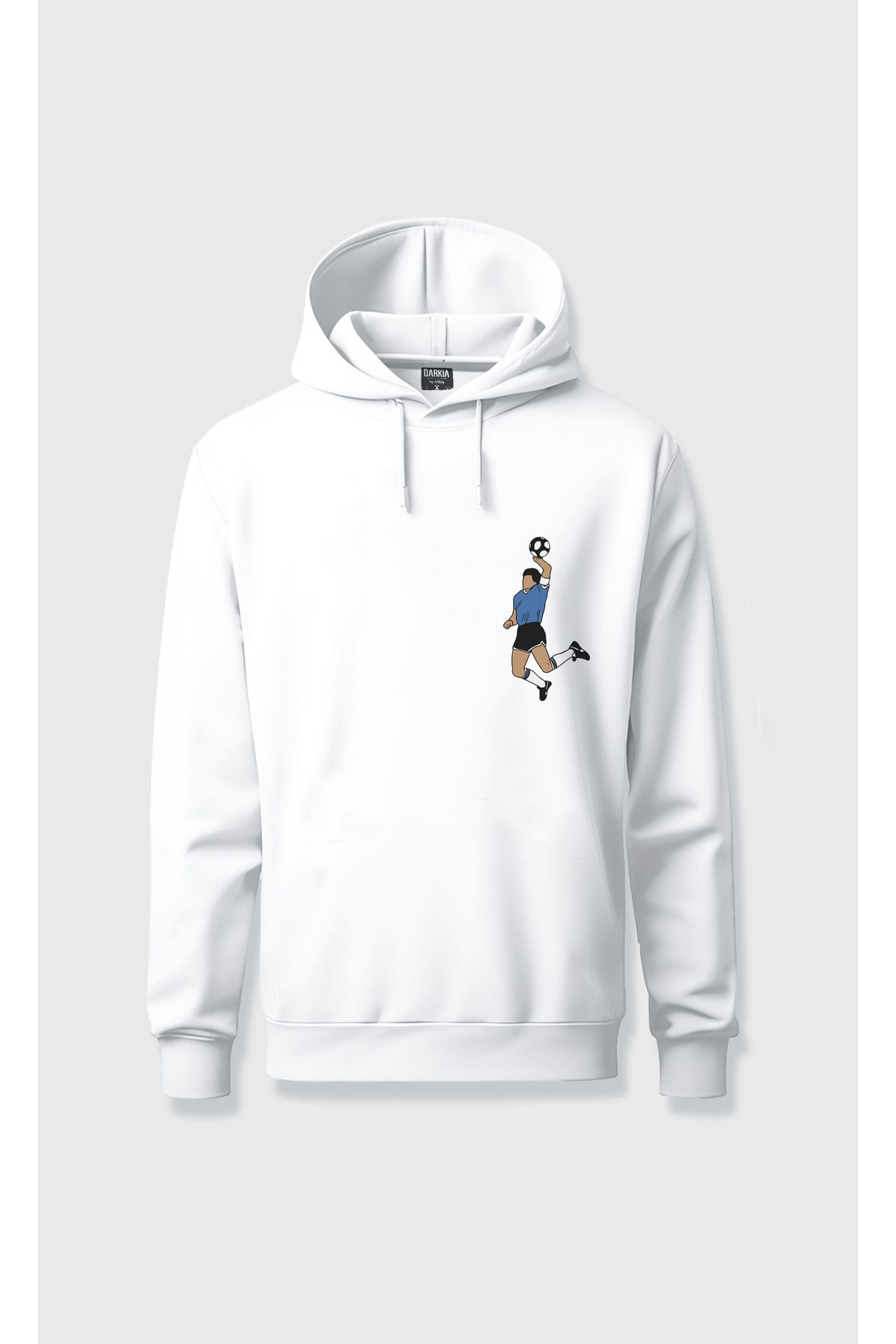 sielta Diego Maradona
 Göğüs Baskılı Kapşonlu Unisex Beyaz Sweathsirt Hoodie